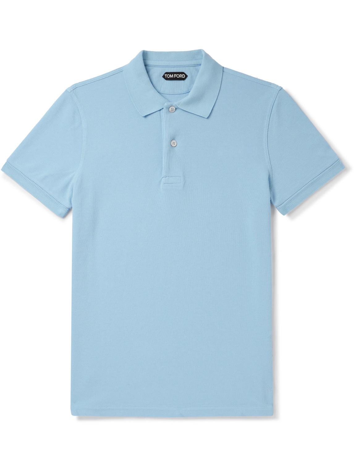 Tom Ford Garment-dyed Cotton-piqué Polo Shirt In Blue