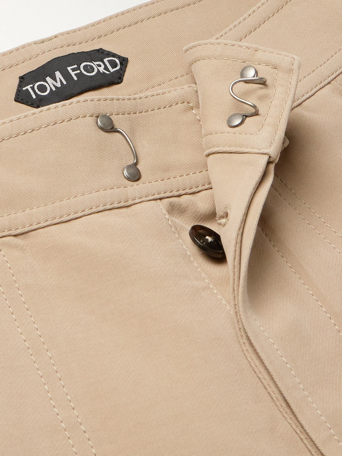 Shop Tom Ford Straight-leg Cotton-twill Trousers In Brown