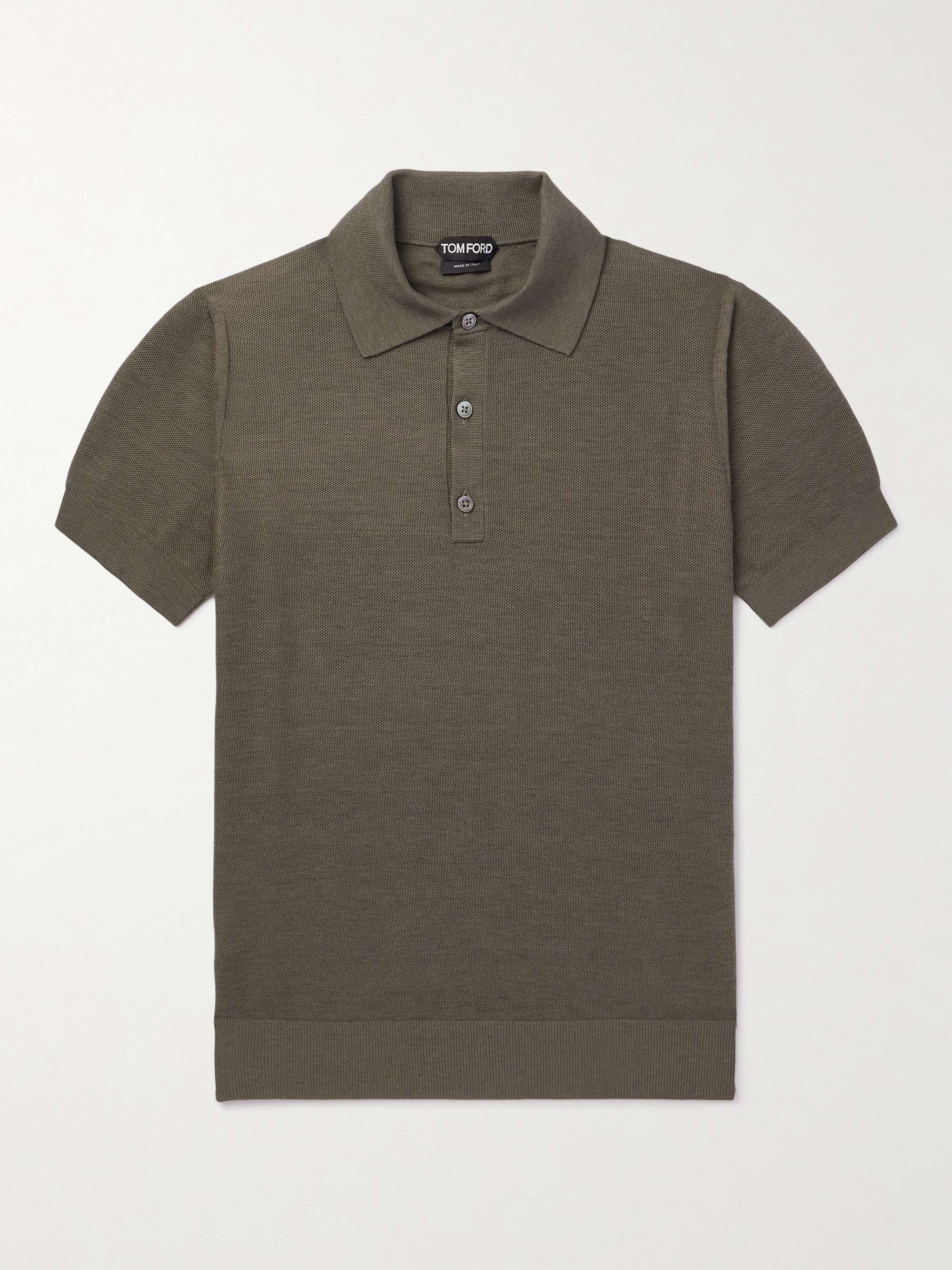 TOM FORD Honeycomb-Knit Silk-Blend Polo Shirt for Men | MR PORTER