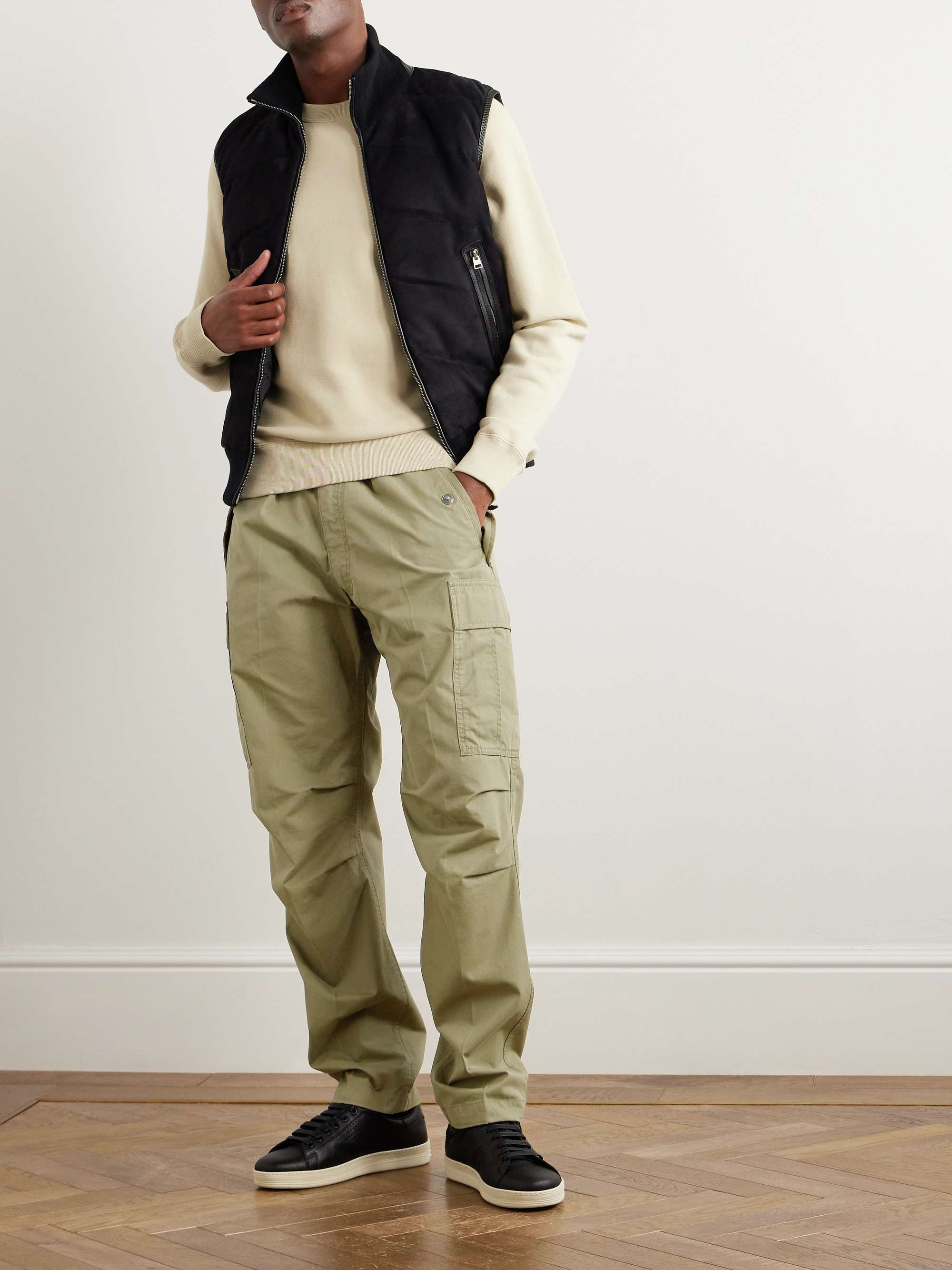 New Enzyme Straight Leg Cotton Twill Drawstring Cargo Trousers