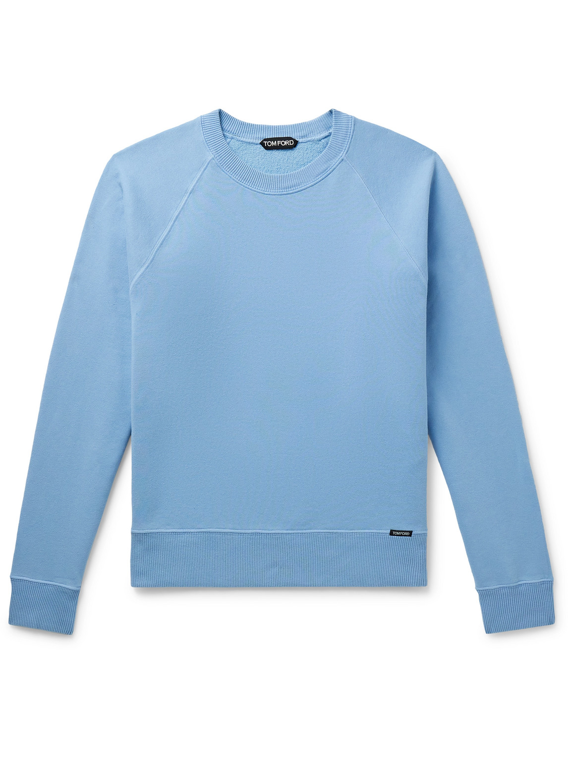 Tom Ford Slim-fit Garment-dyed Cotton-jersey Sweatshirt In Blue