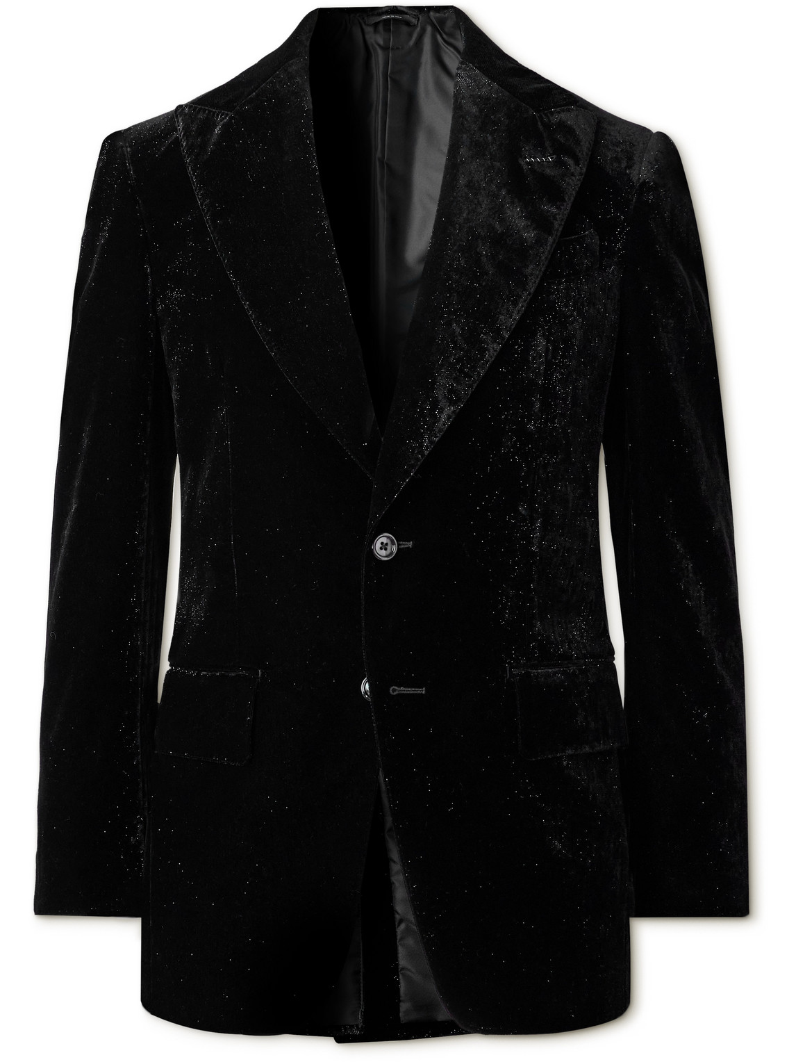 Tom Ford Atticus Metallic Velvet Tuxedo Jacket In Black