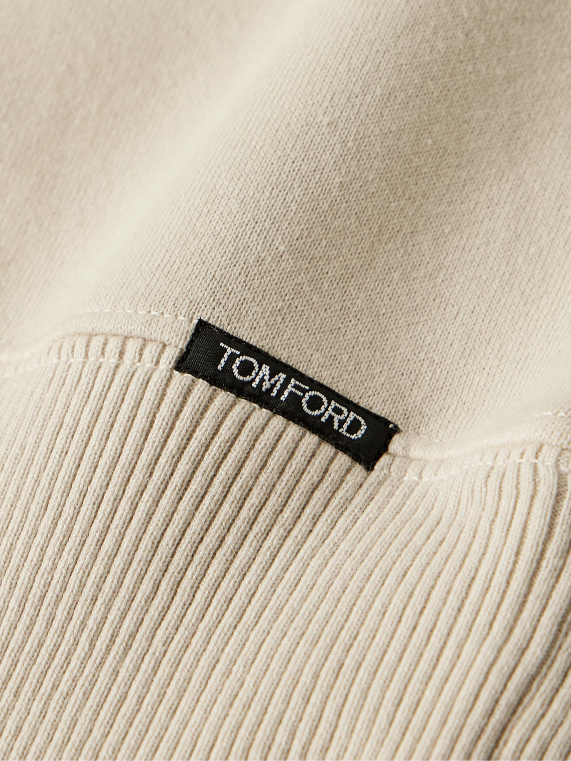 Shop Tom Ford Slim-fit Garment-dyed Cotton-jersey Sweatshirt In Neutrals