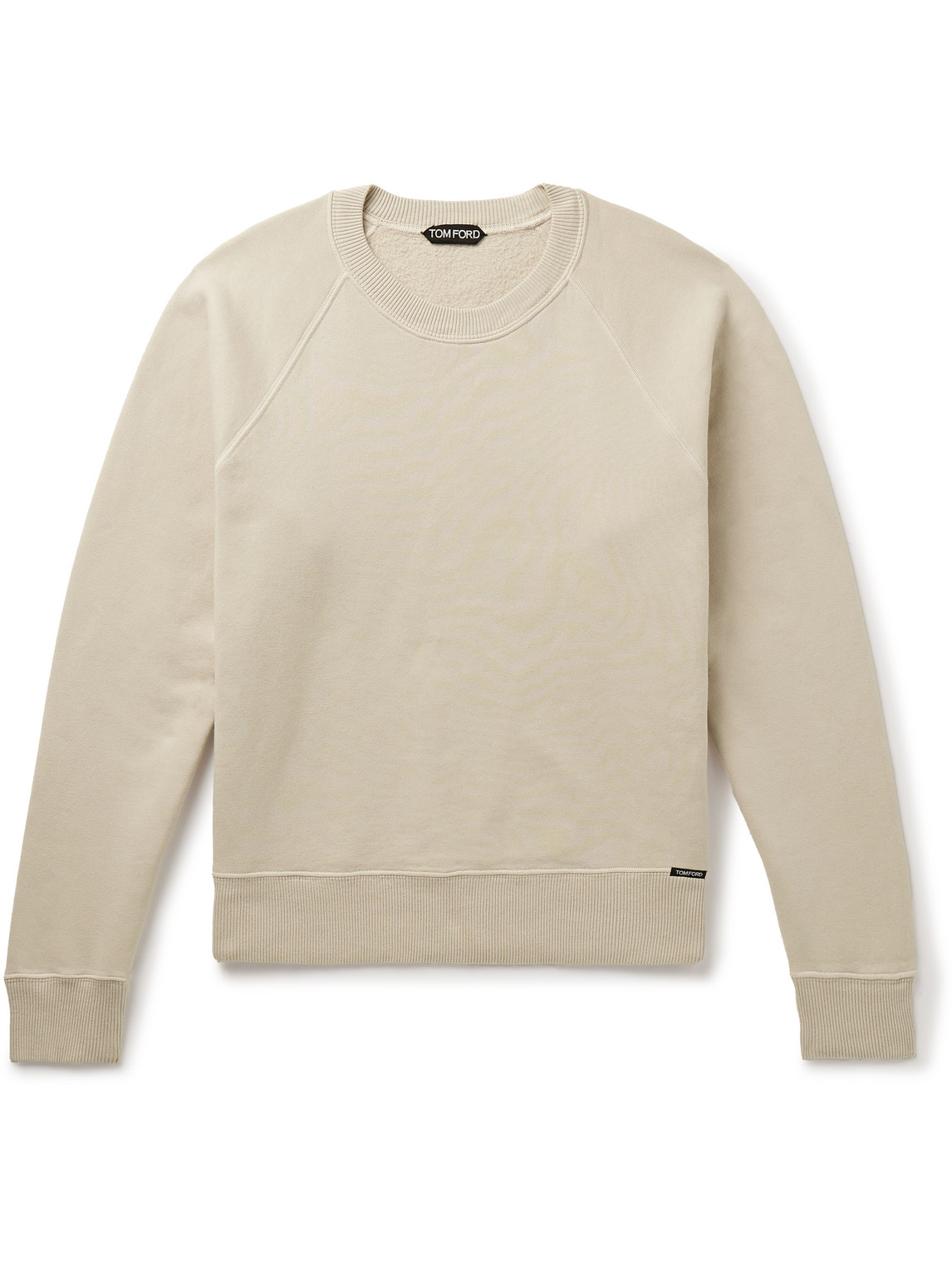 Tom Ford Slim-fit Garment-dyed Cotton-jersey Sweatshirt In Neutrals