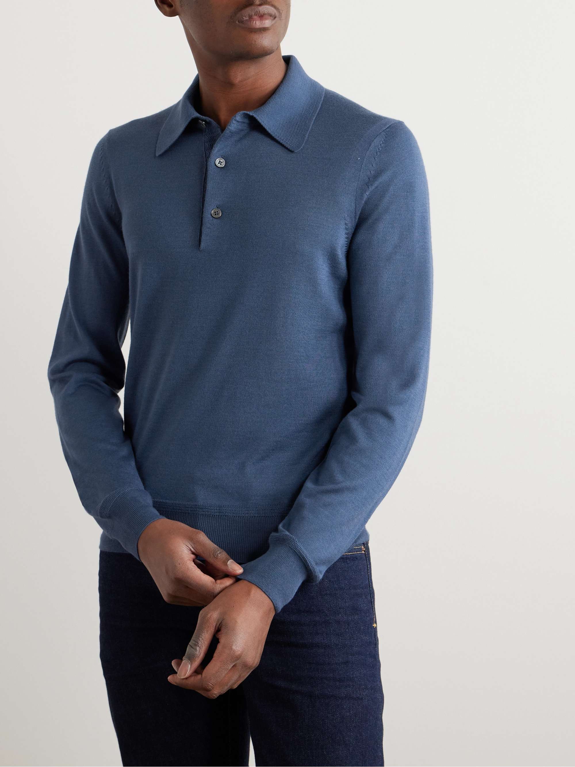 TOM FORD Slim-Fit Cashmere and Silk-Blend Polo Shirt for Men | MR PORTER