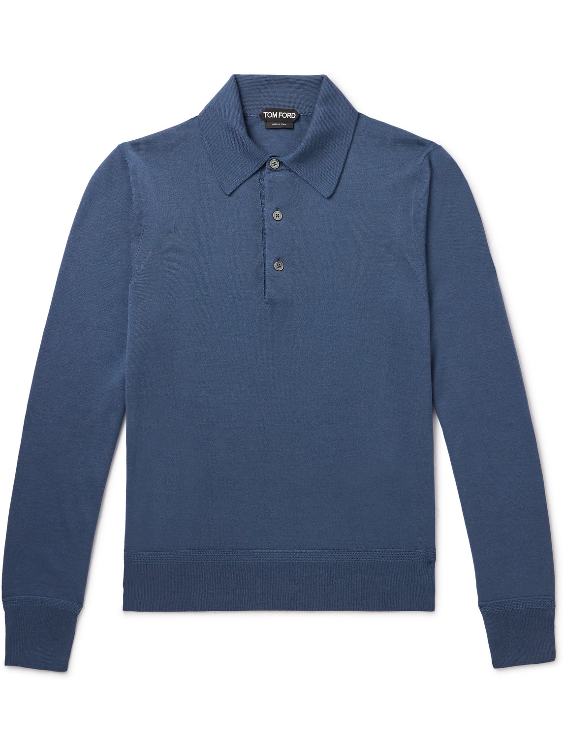 Tom Ford Slim-fit Cashmere And Silk-blend Polo Shirt In Blue