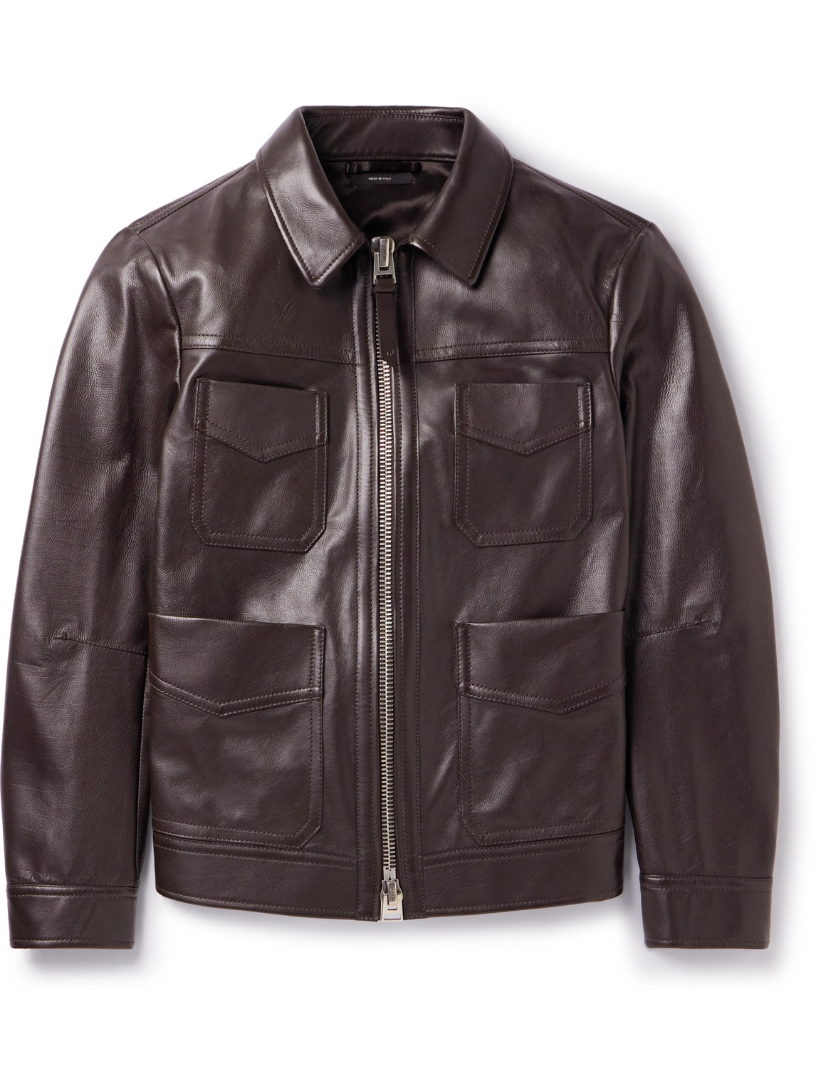 Tom Ford Leather Jacket In Brown