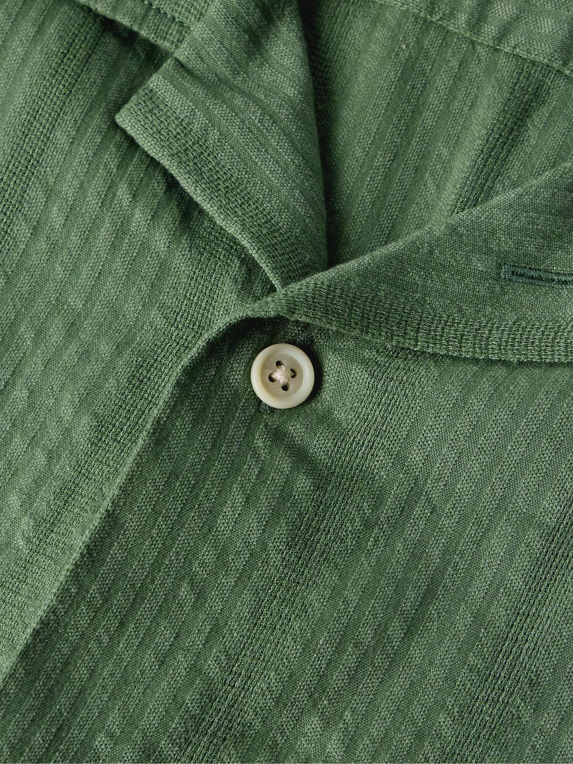 CORRIDOR Camp-Collar Striped Cotton-Blend Seersucker Shirt