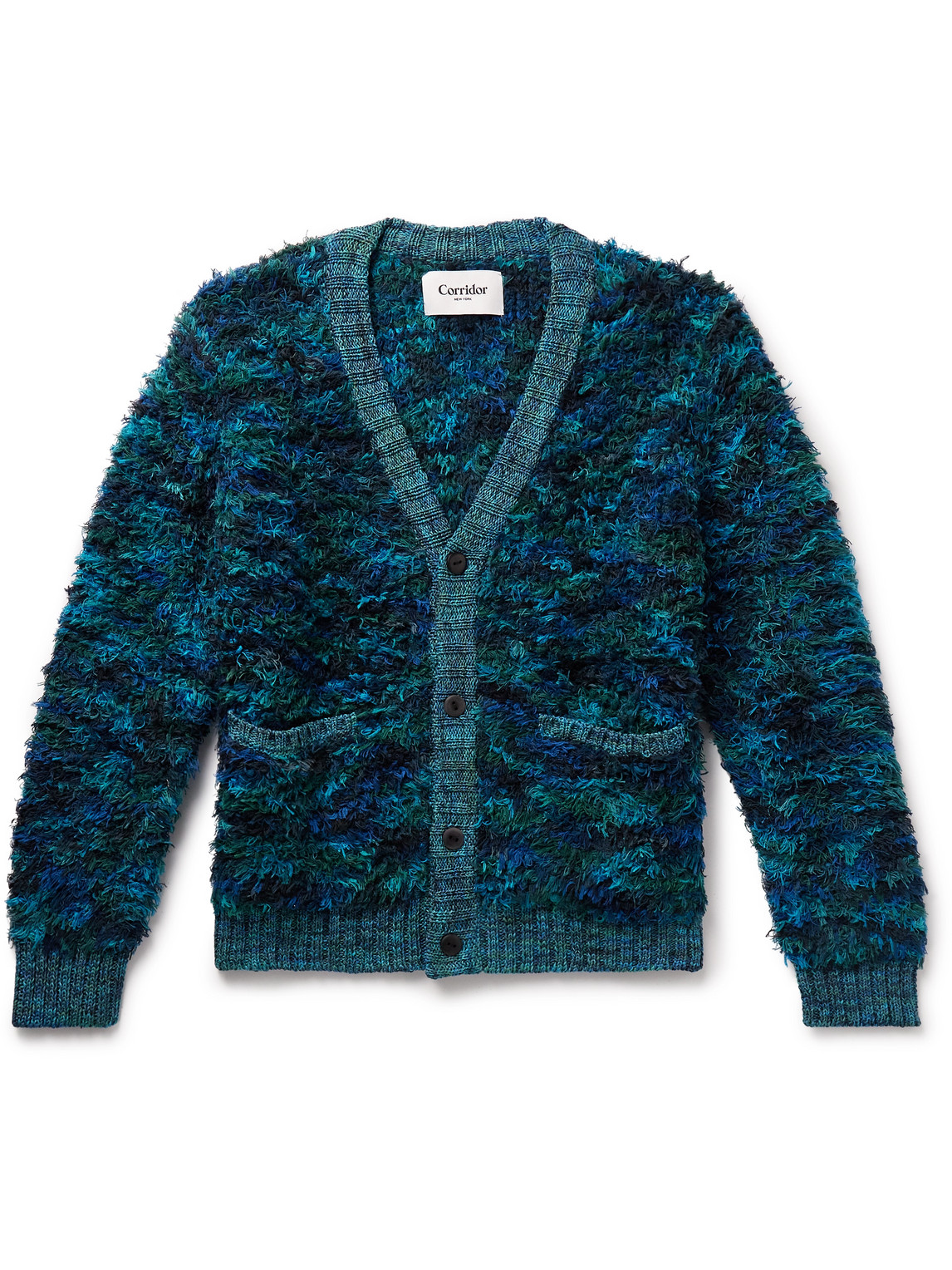 Corridor Gilly Textured-cotton Cardigan In Blue