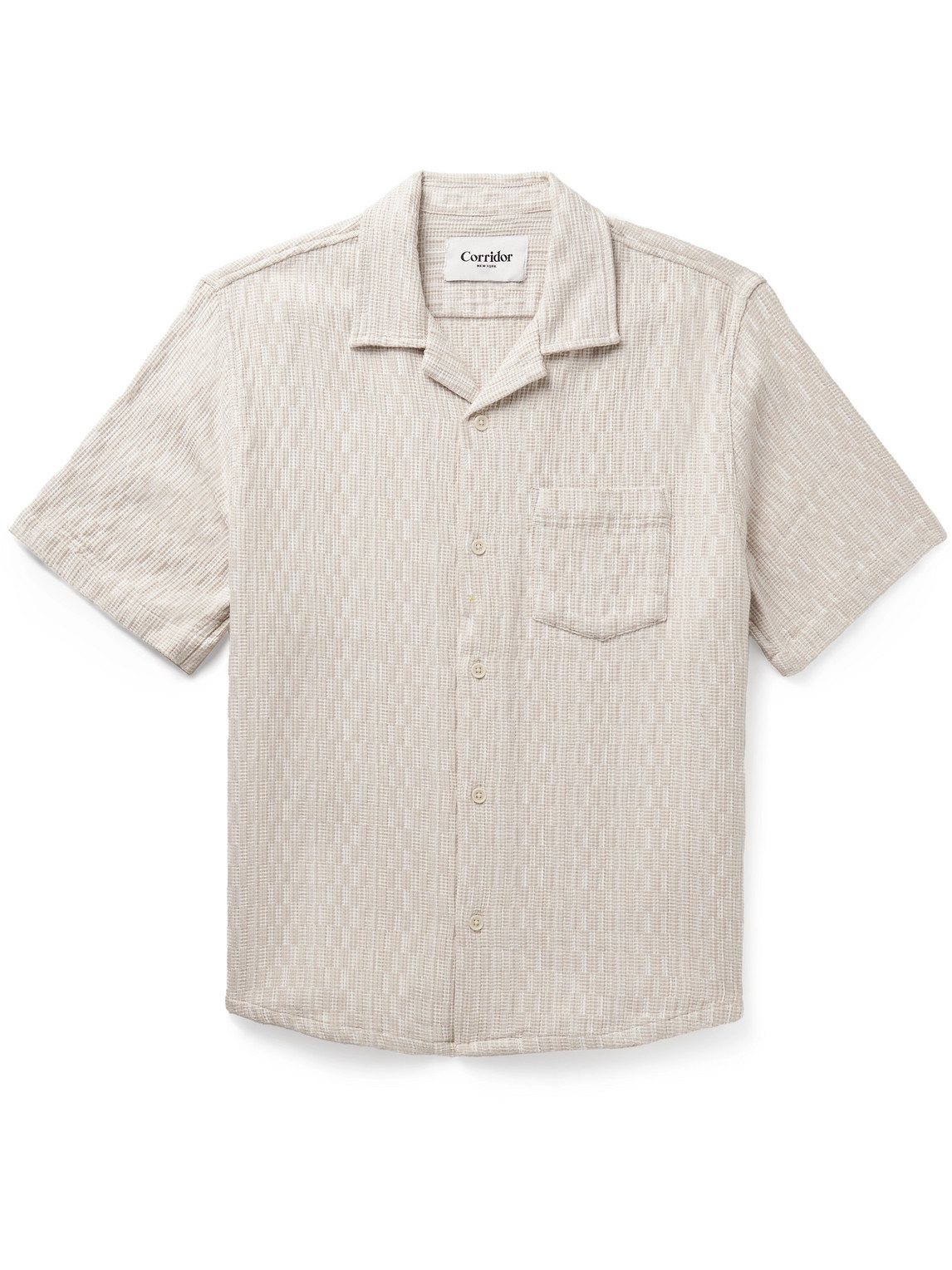 Corridor Camp-collar Cotton-jacquard Shirt In White