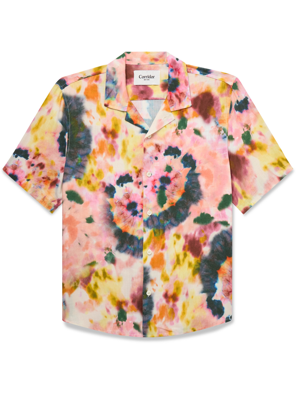 Camp-Collar Tie-Dyed Woven Shirt