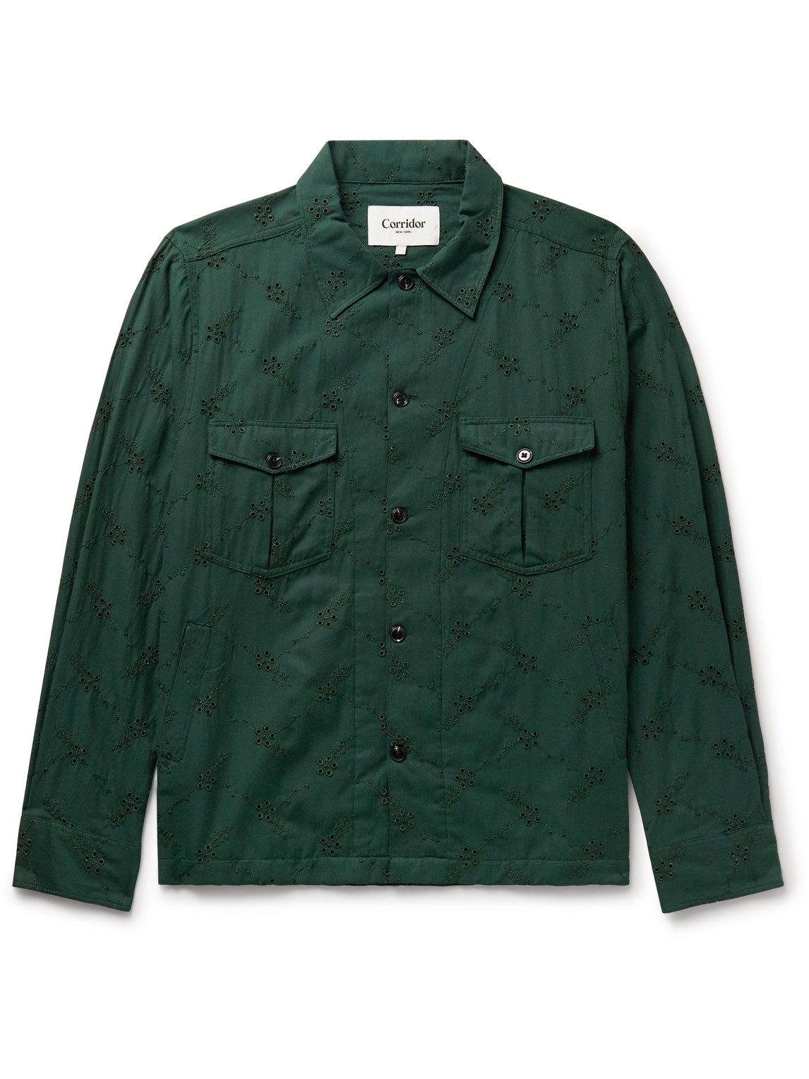 Corridor Broderie Anglaise Cotton Overshirt In Green