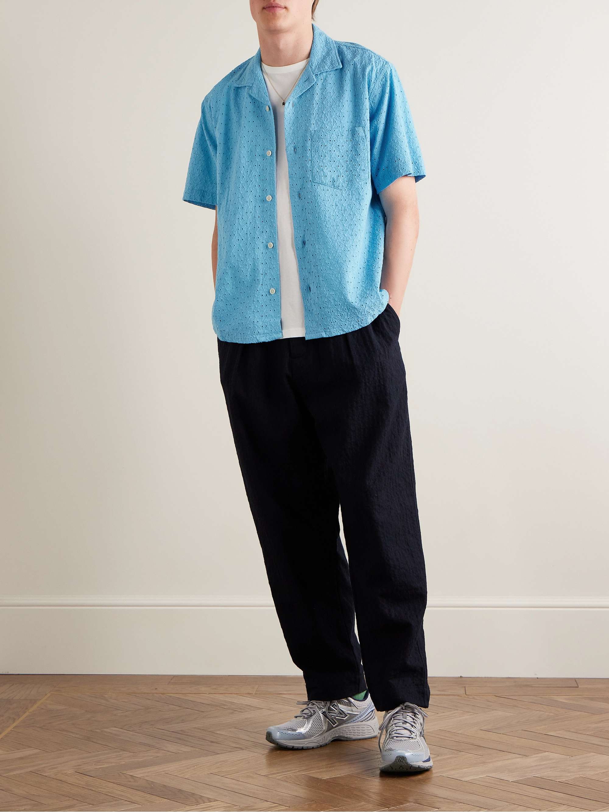 CORRIDOR Camp-Collar Broderie Anglaise Cotton Shirt