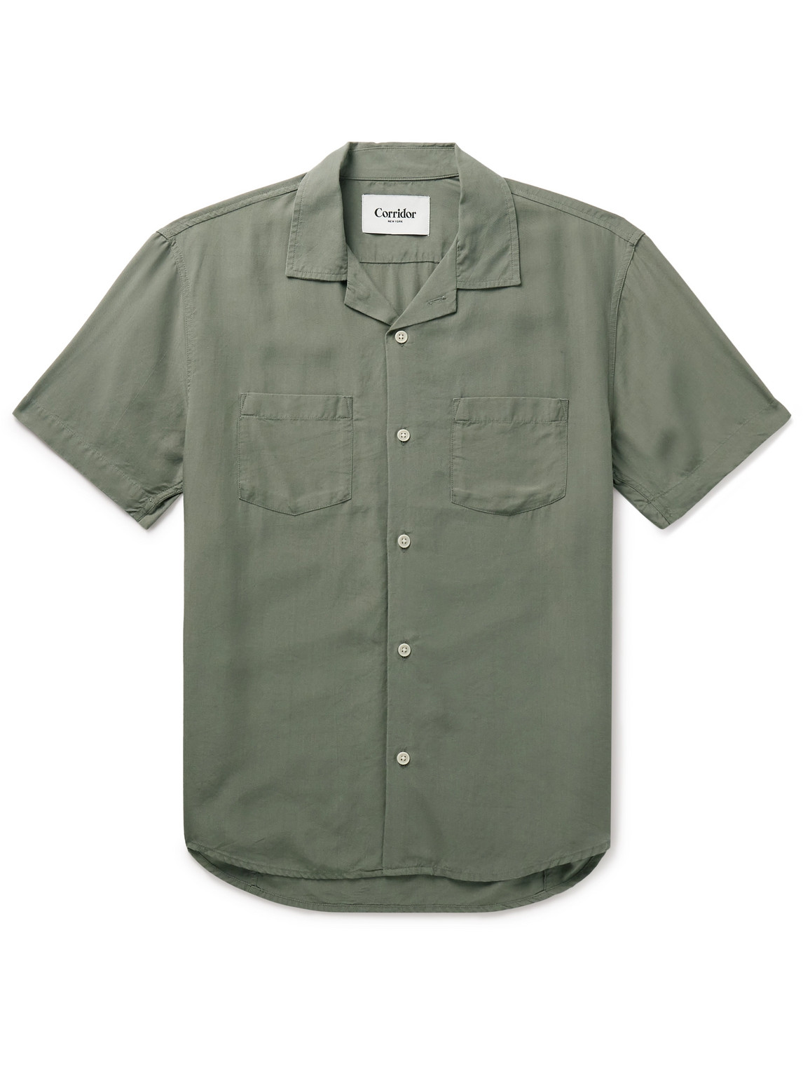 Corridor Camp-collar Lyocell Shirt In Green