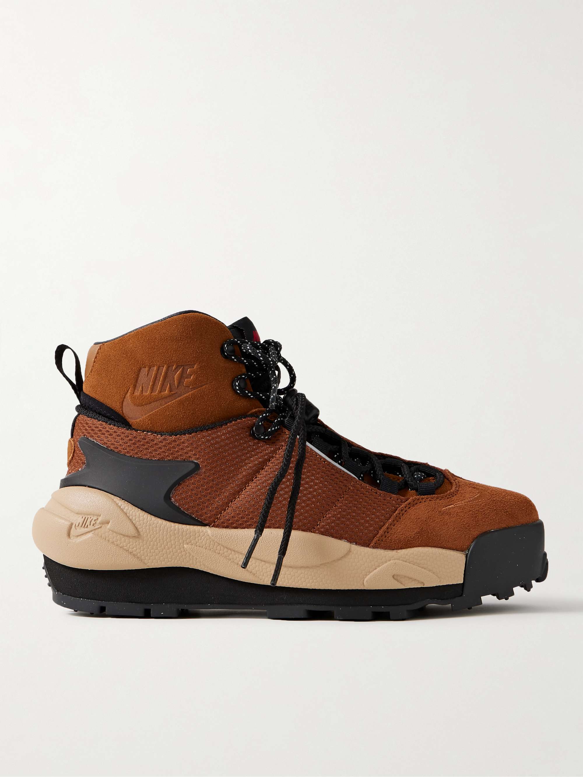 NIKE + sacai Magmascape Suede-Trimmed Quilted Mesh High-Top Sneakers ...