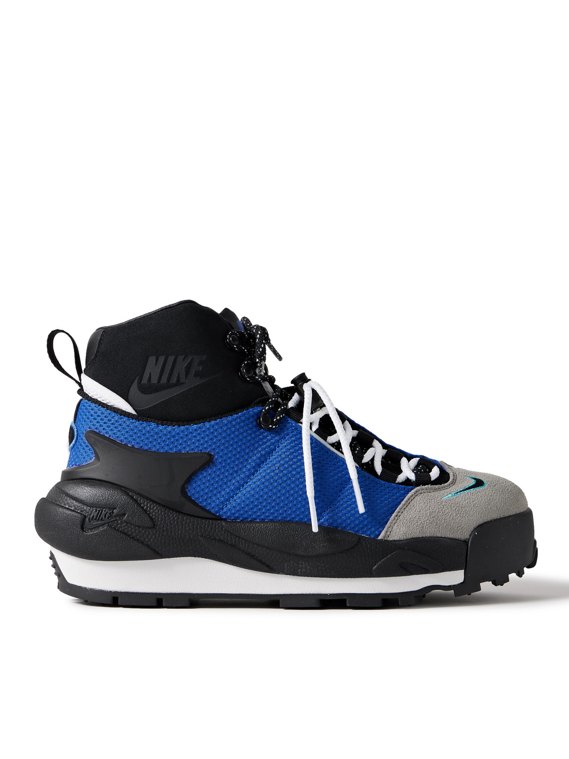 Nike Sacai Magmascape Suede-trimmed Quilted Mesh High-top Sneakers In Blue