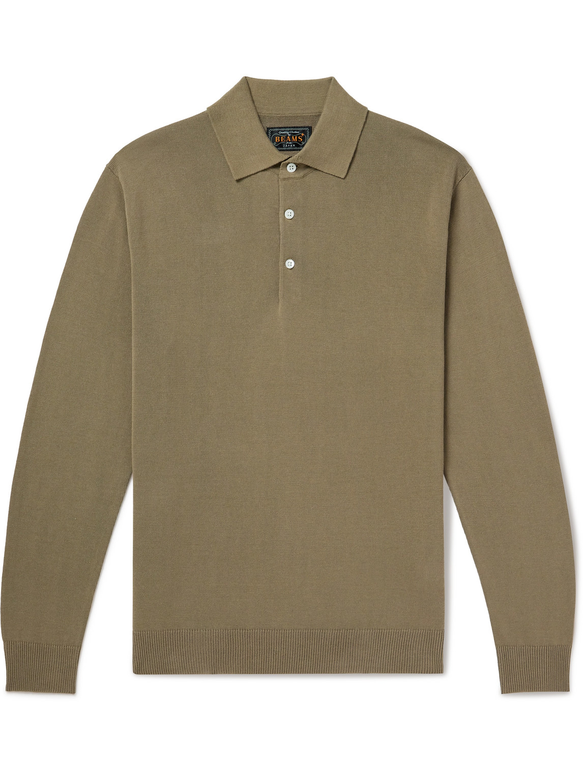 Beams Knitted Polo Shirt In Green