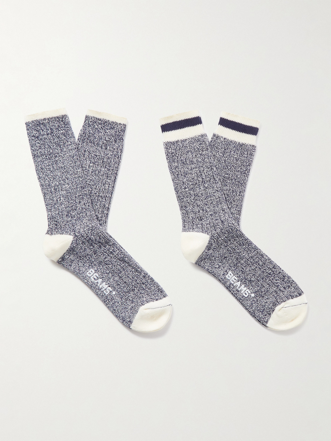 Beams Plus Rag Pack of Two Striped Ribbed Cotton-Blend Socks - Men