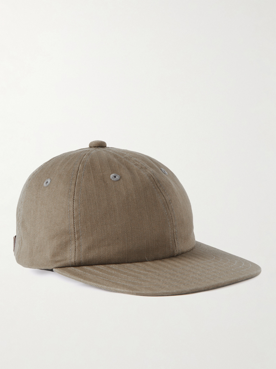 Beams Plus Leather-Trimmed Herringbone Cotton Cap - Men