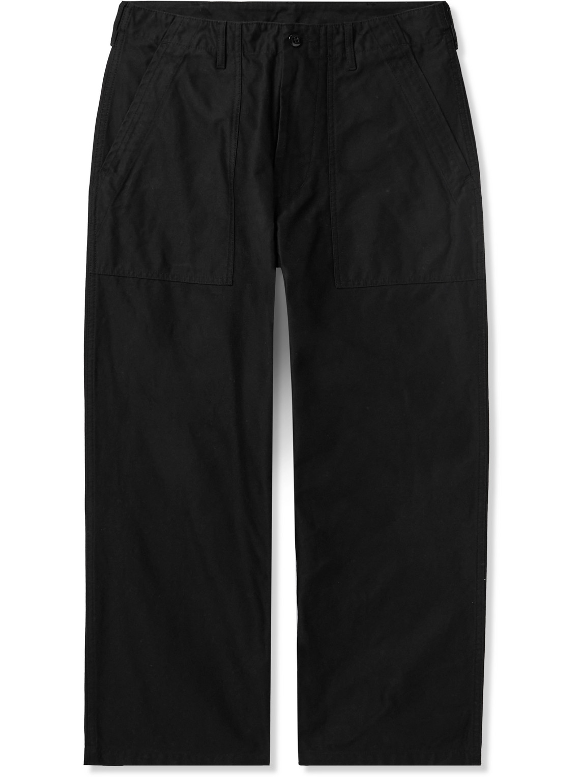 Beams Wide-leg Cotton Trousers In Black