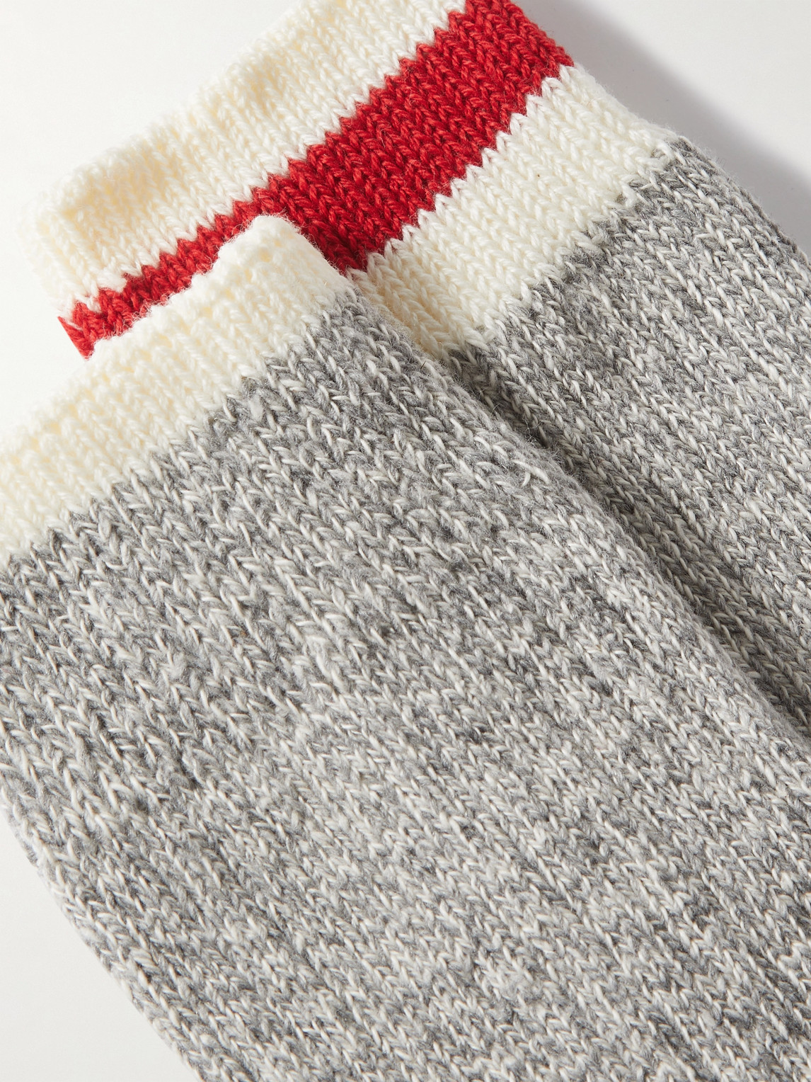 Shop Beams Rag Pack Of Two Striped Ribbed Cotton-blend Socks In Gray