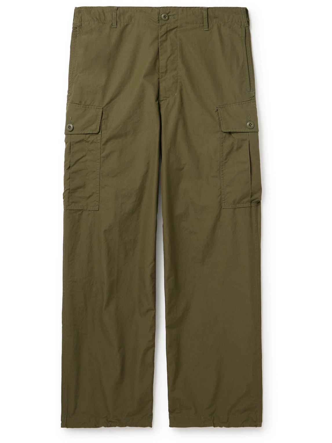 Beams Straight-leg Cotton-ripstop Cargo Trousers In Green