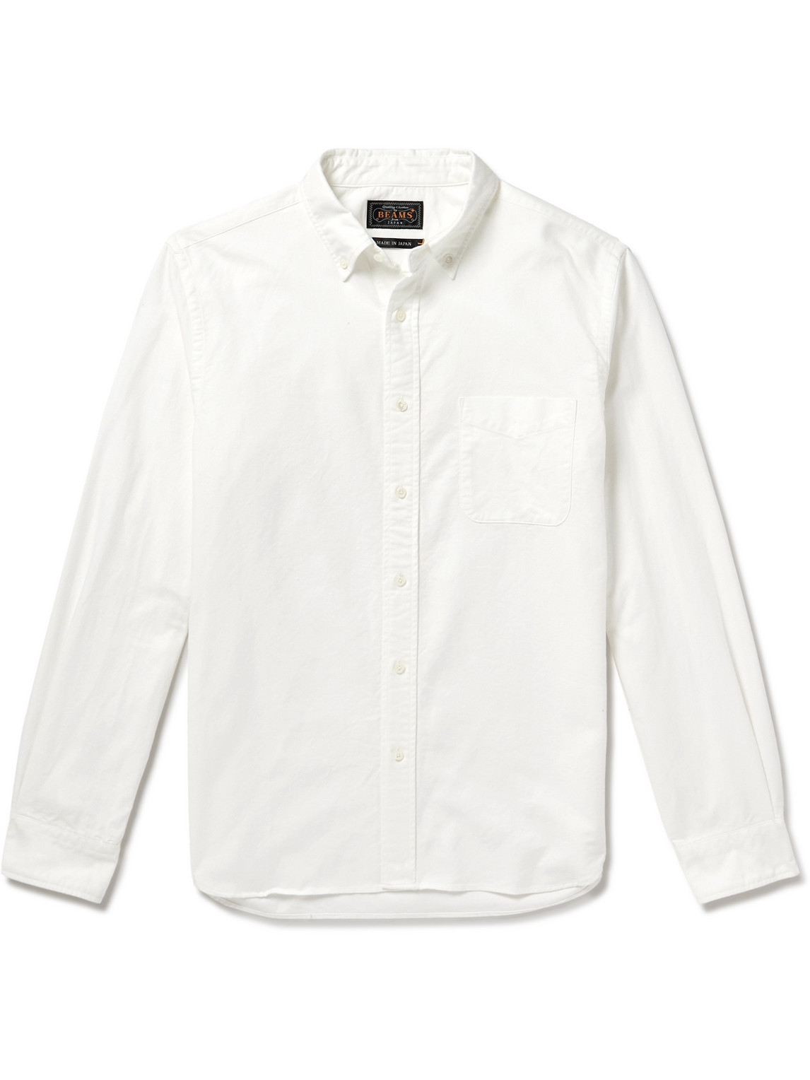 Beams Button-down Collar Cotton Oxford Shirt In White