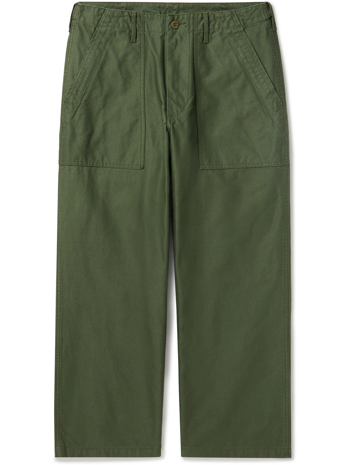 Beams Wide-leg Cotton Trousers In Green