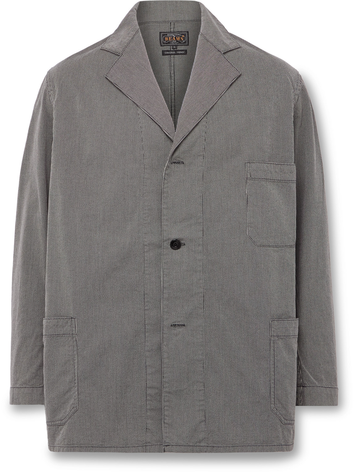 Beams Striped Cotton Jacket In Gray