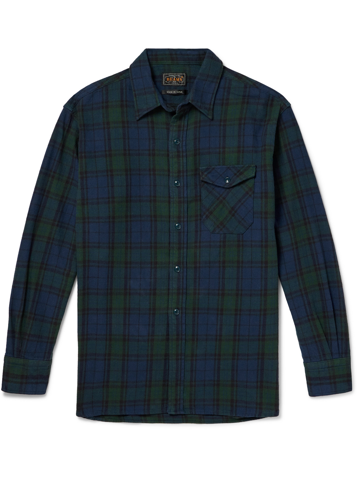 Beams Checked Cotton-flannel Shirt In Blue