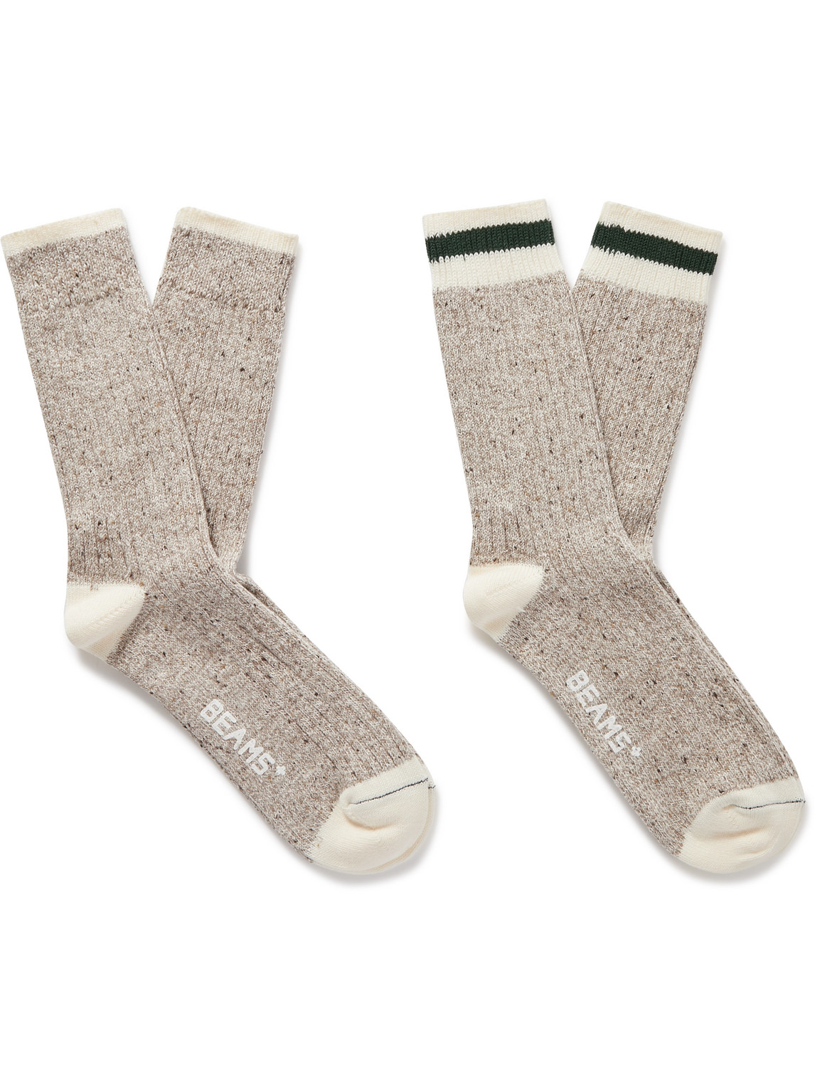 Rag Pack of Two Striped Ribbed Cotton-Blend Socks