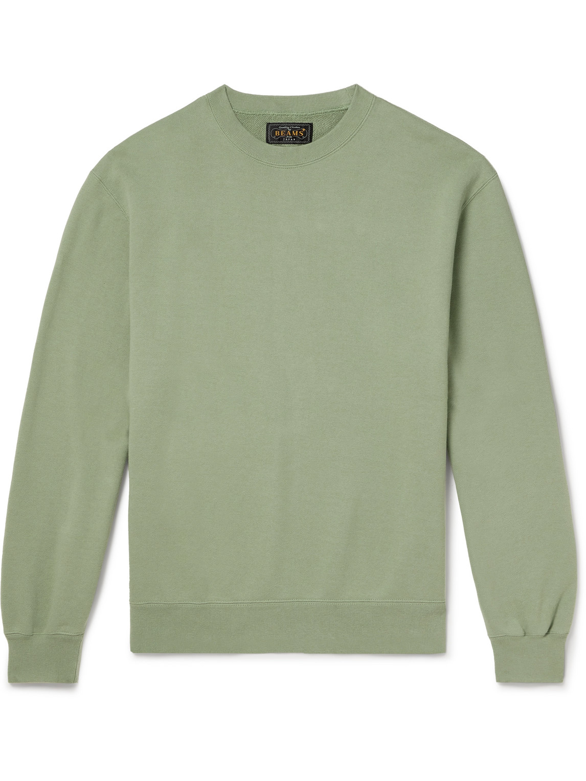 Beams Cotton-jersey Sweatshirt In Green