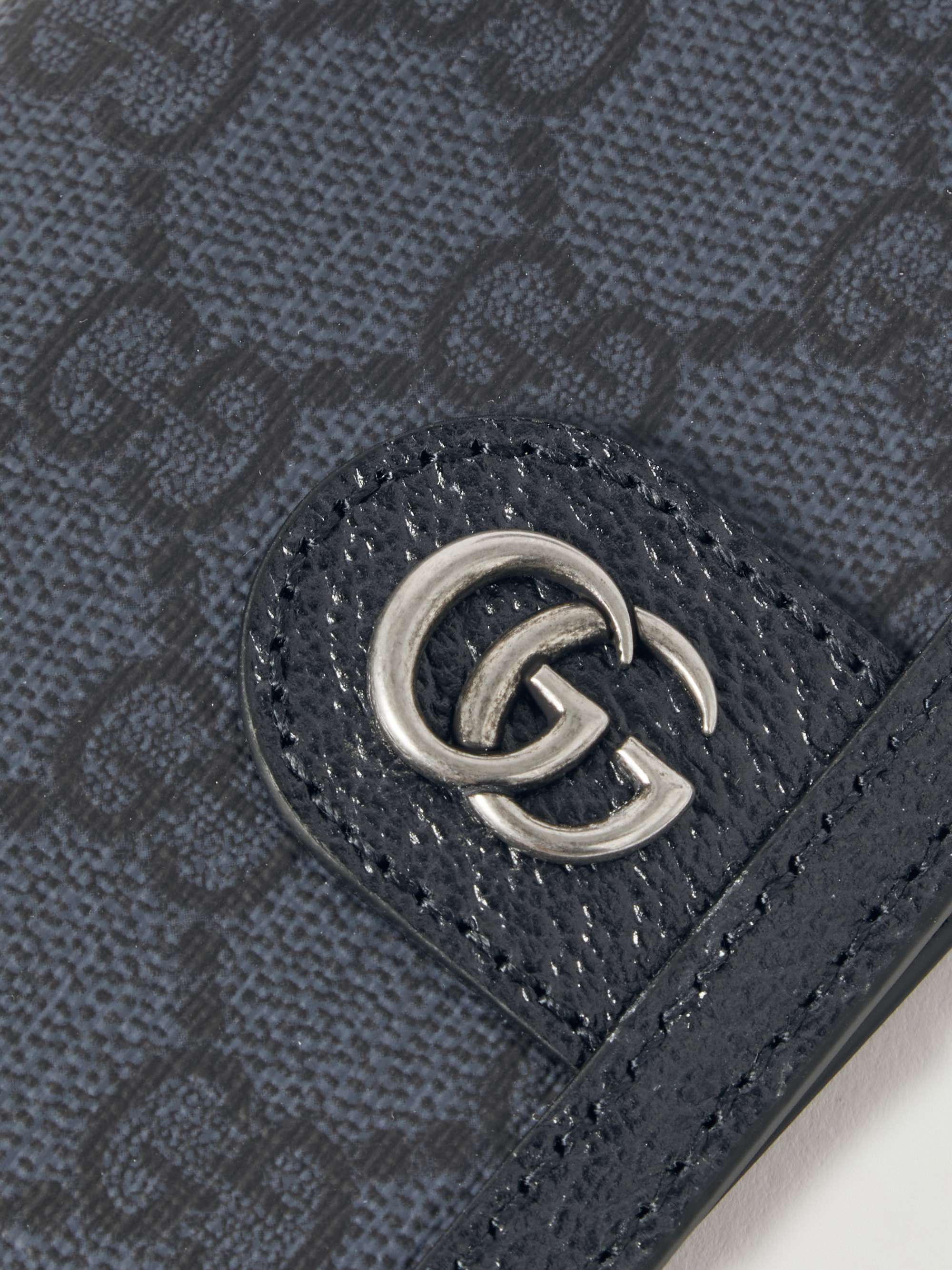 GUCCI Leather-Trimmed Monogrammed Coated-Canvas Cardholder for Men