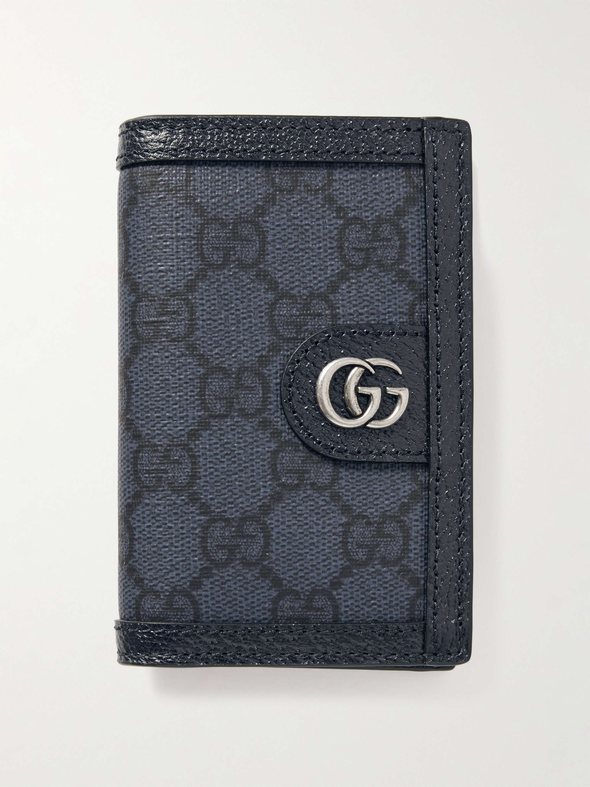 GUCCI Leather-Trimmed Monogrammed Coated-Canvas Cardholder for Men