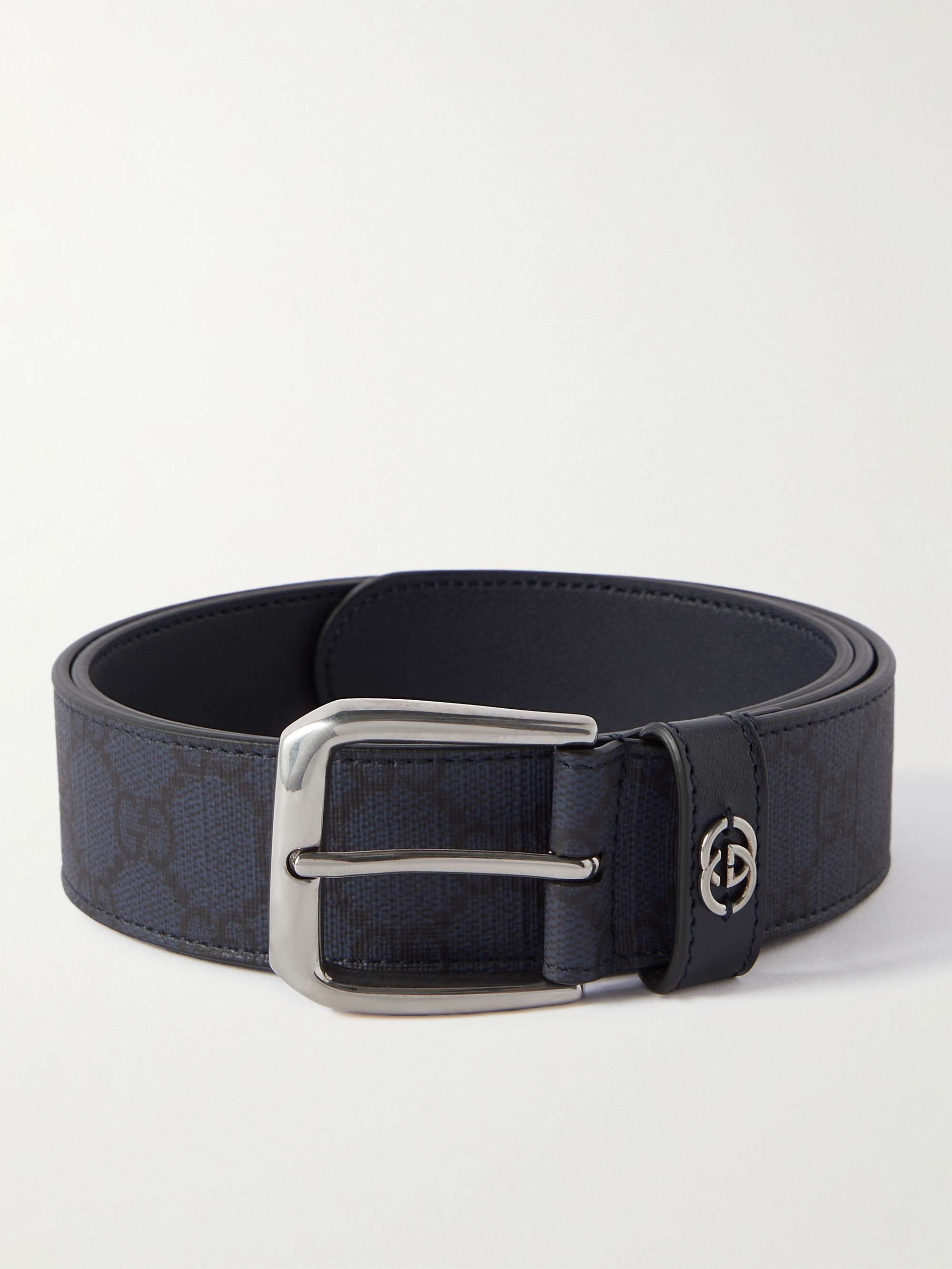 Gucci Men's 3.5cm Monogrammed Coated-Canvas Belt