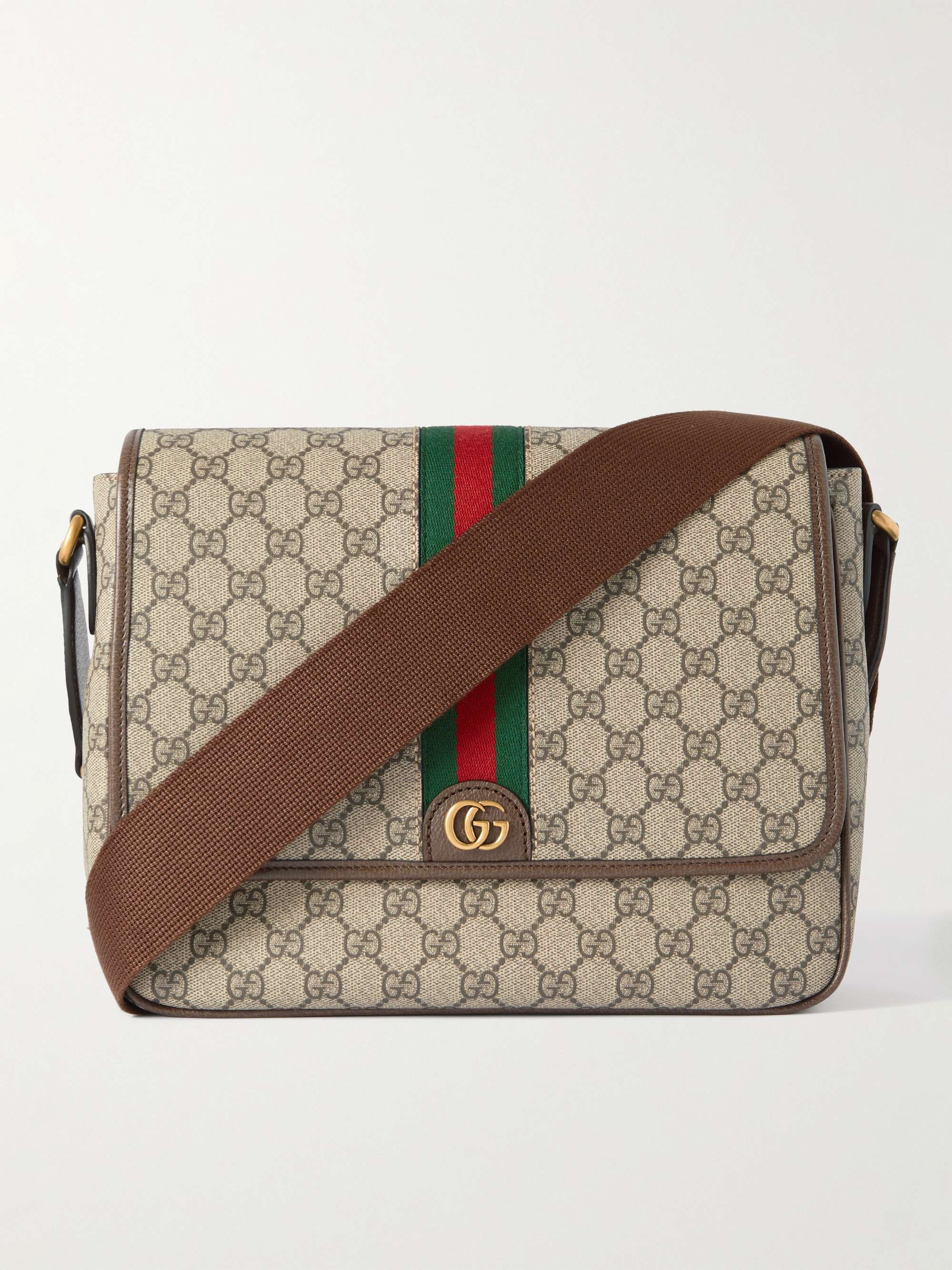 Gucci Flap Messenger Bag GG Coated Canvas with Leather Medium