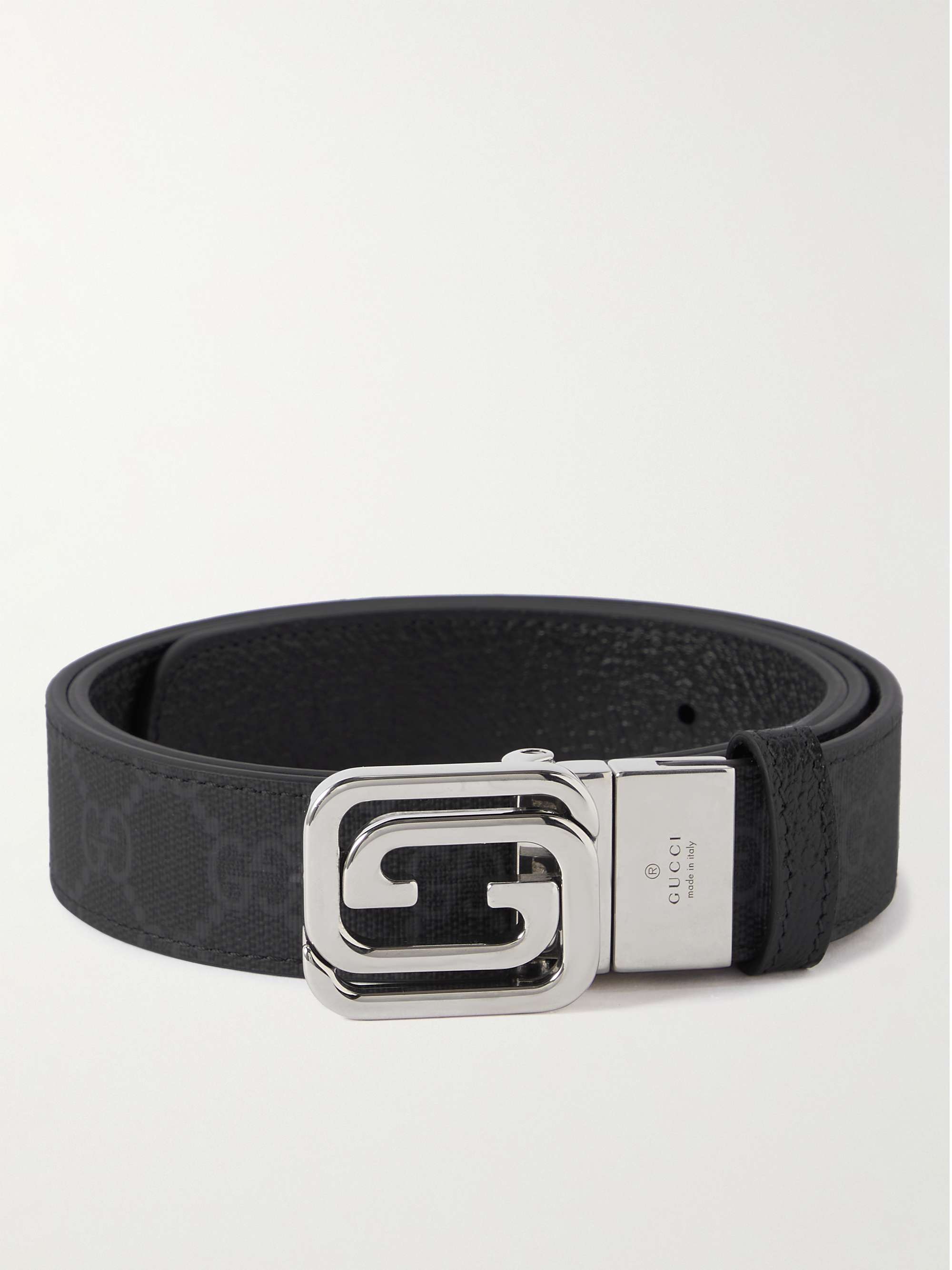 GUCCI 3cm Marmont Reversible Monogrammed Supreme Coated-Canvas Belt for Men