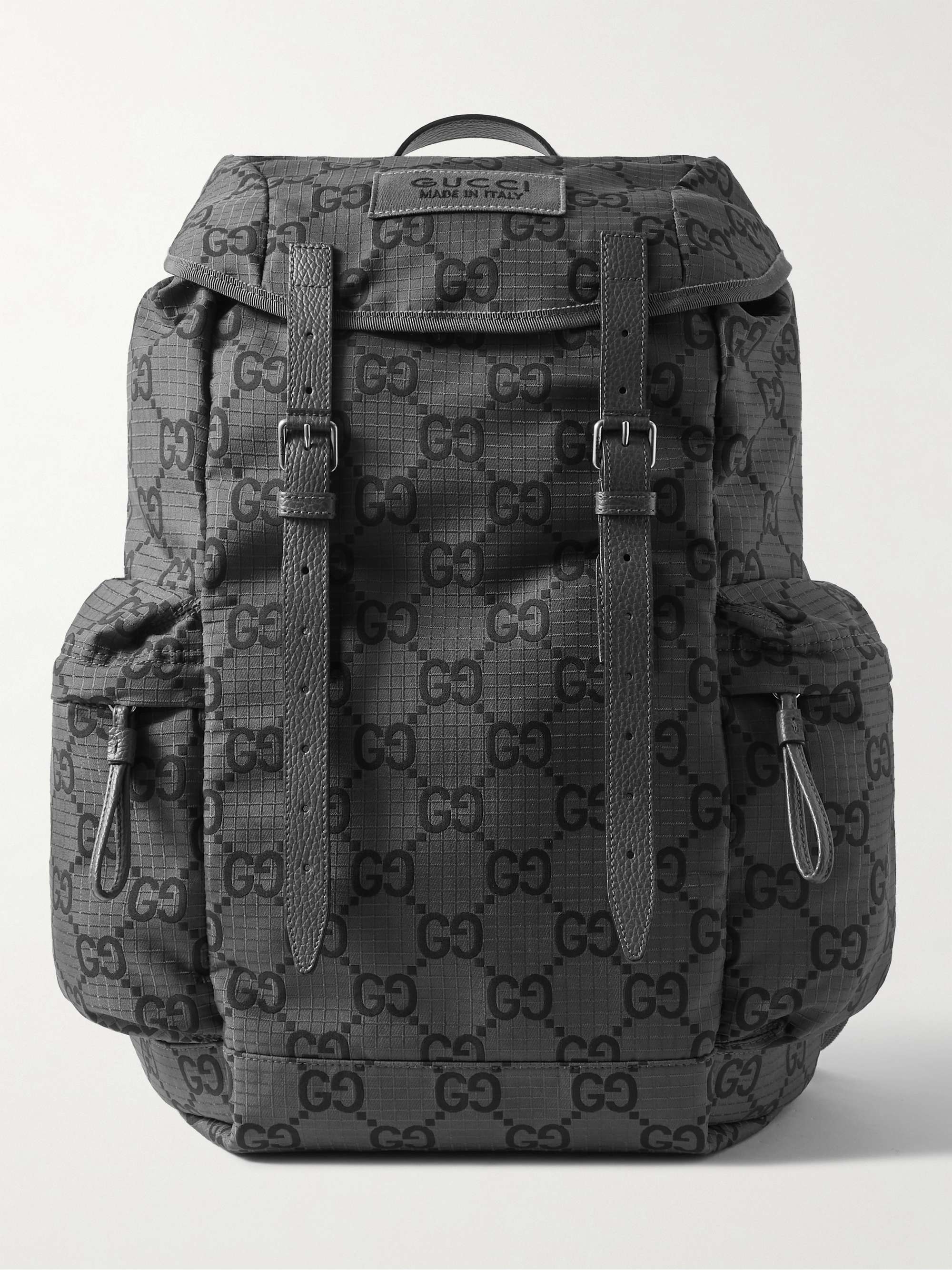 GUCCI Leather-Trimmed Monogrammed Ripstop Backpack for Men | MR PORTER