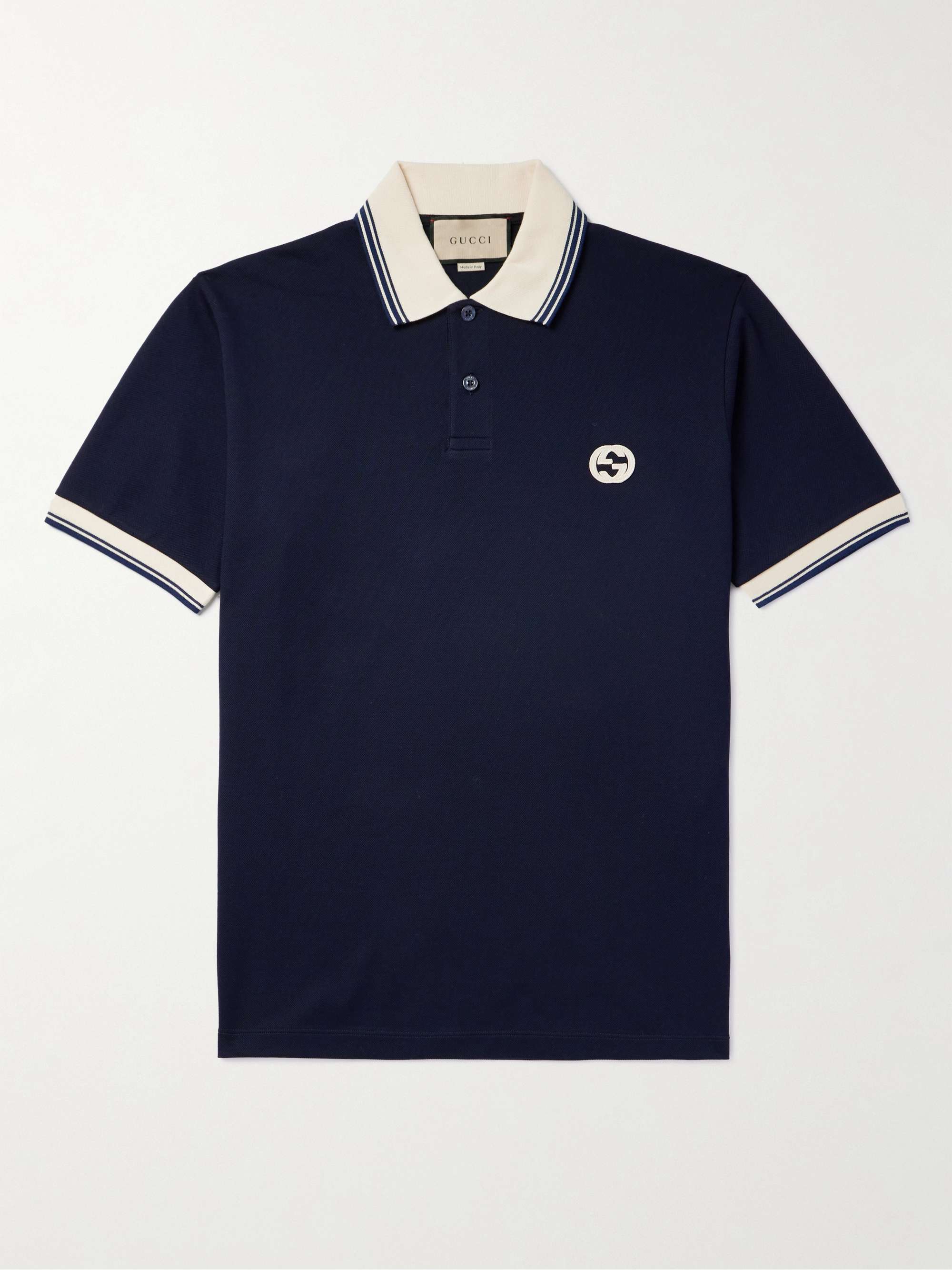 GUCCI Logo-Appliquéd Stretch-Cotton Piqué Polo Shirt for Men | MR PORTER