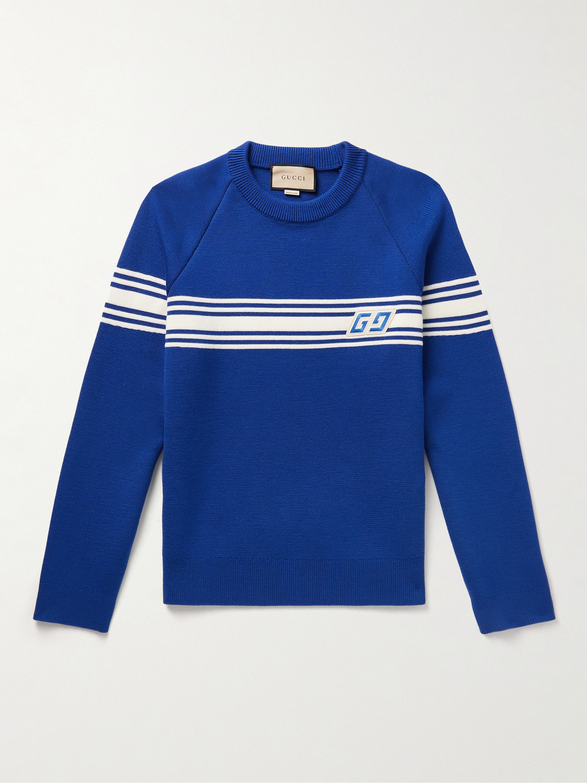 Logo-Appliquéd Striped Wool Sweater