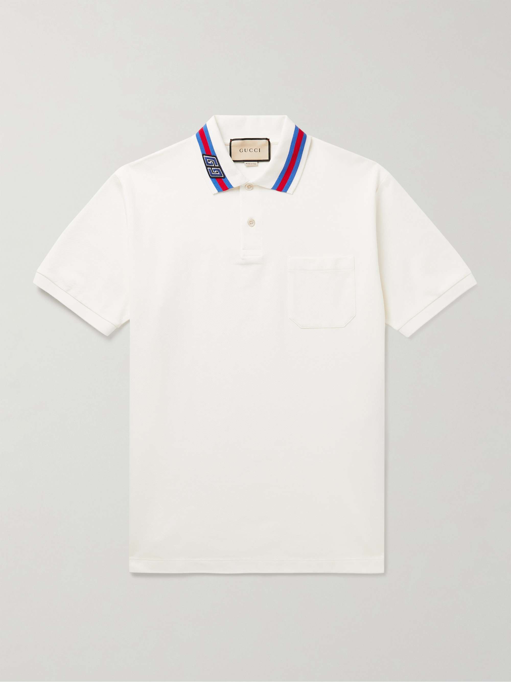 GUCCI Logo-Appliquéd Stretch-Cotton Piqué Polo Shirt for Men | MR PORTER