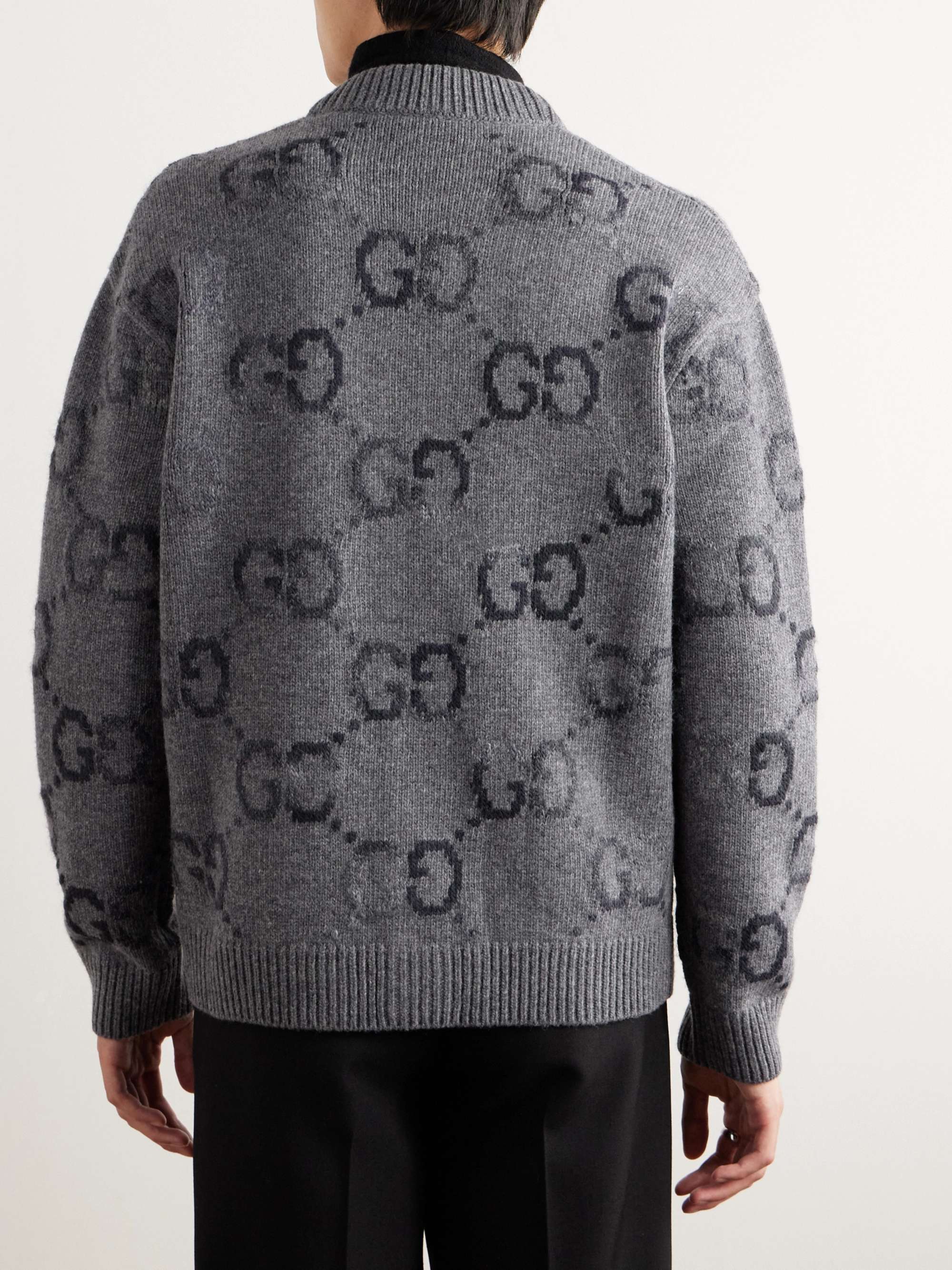 GUCCI Logo-Jacquard Wool-Blend Cardigan for Men