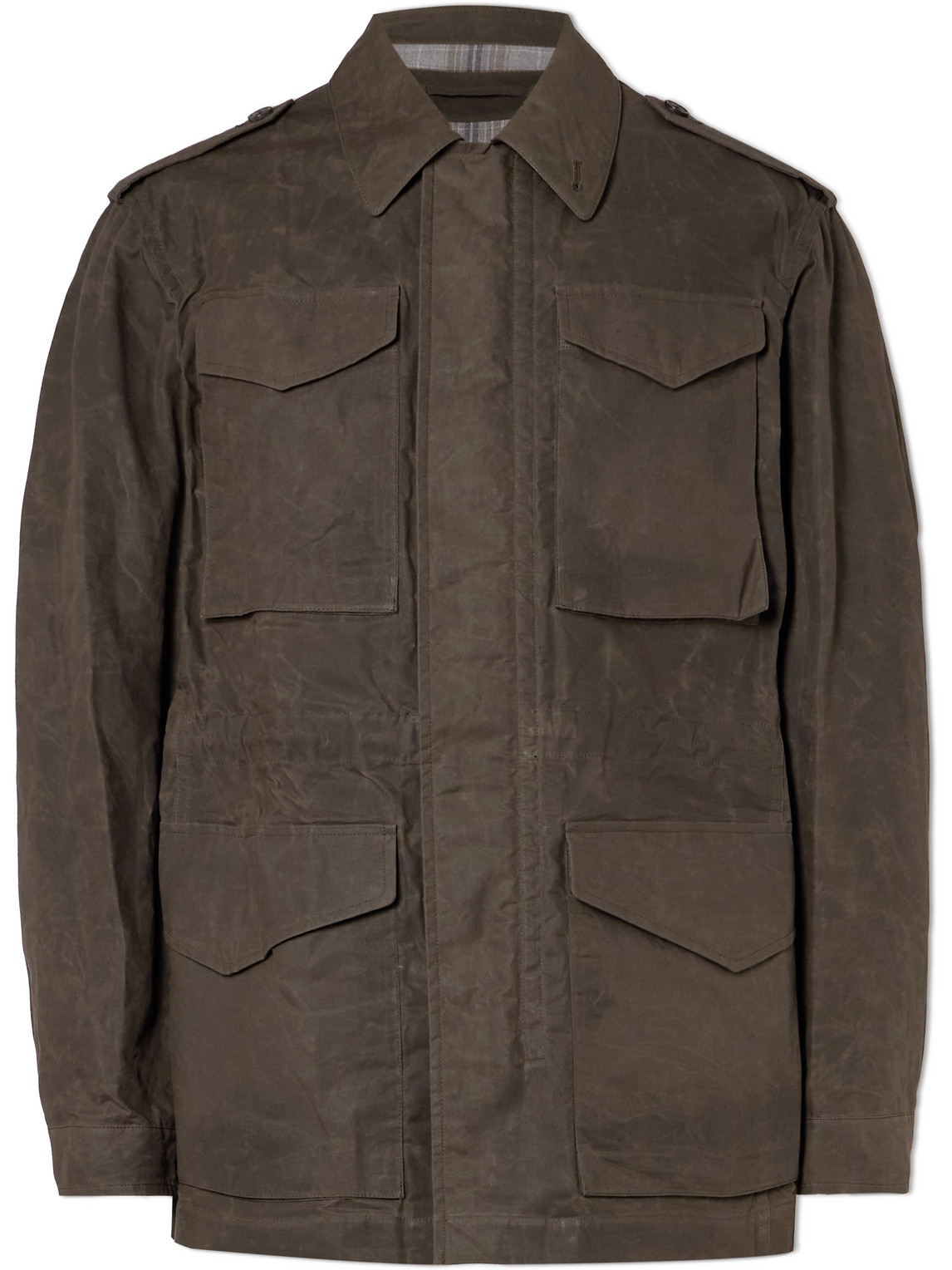 Purdey Leather-trimmed Cotton Field Jacket In Brown