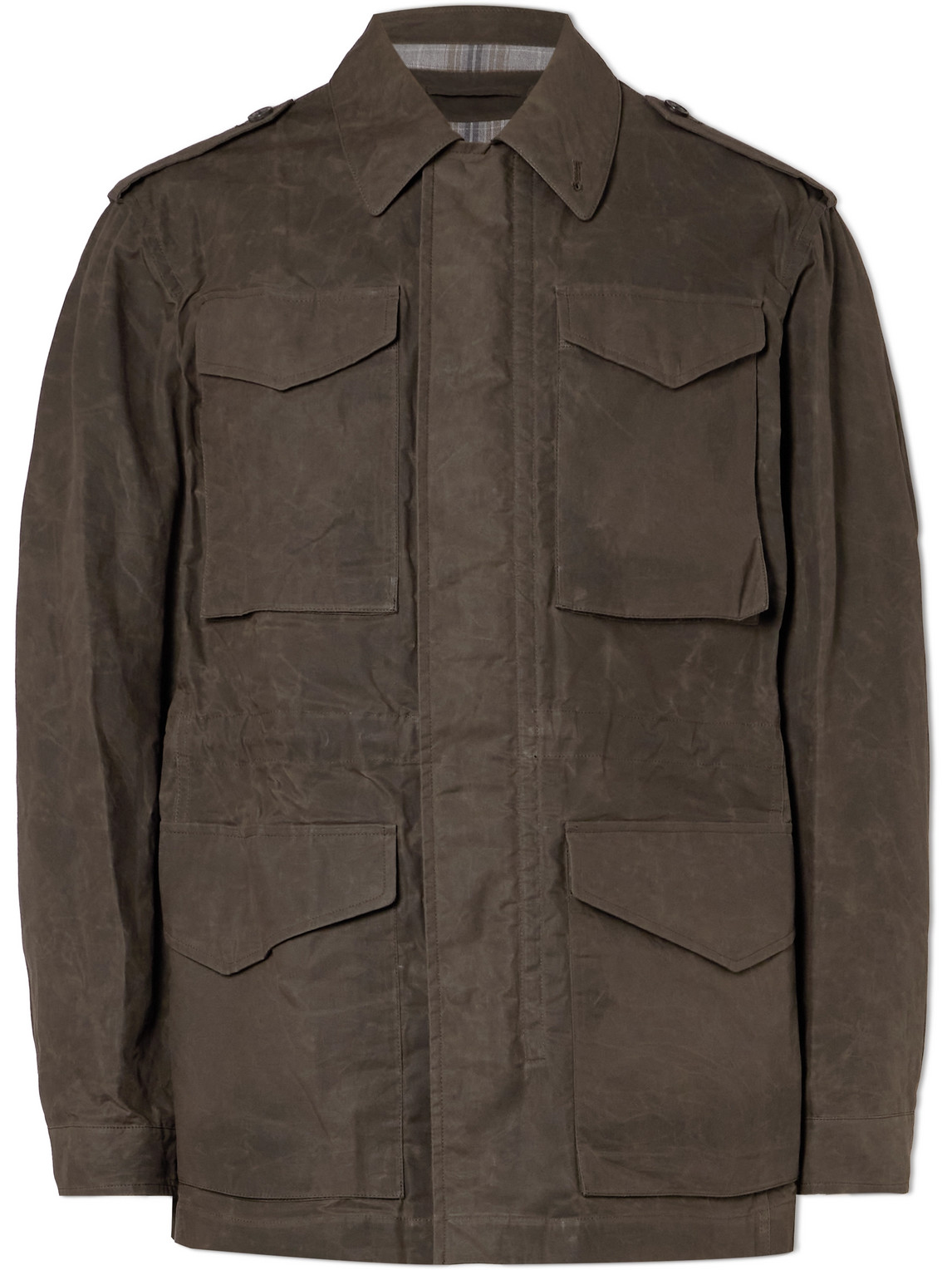 Leather-Trimmed Cotton Field Jacket