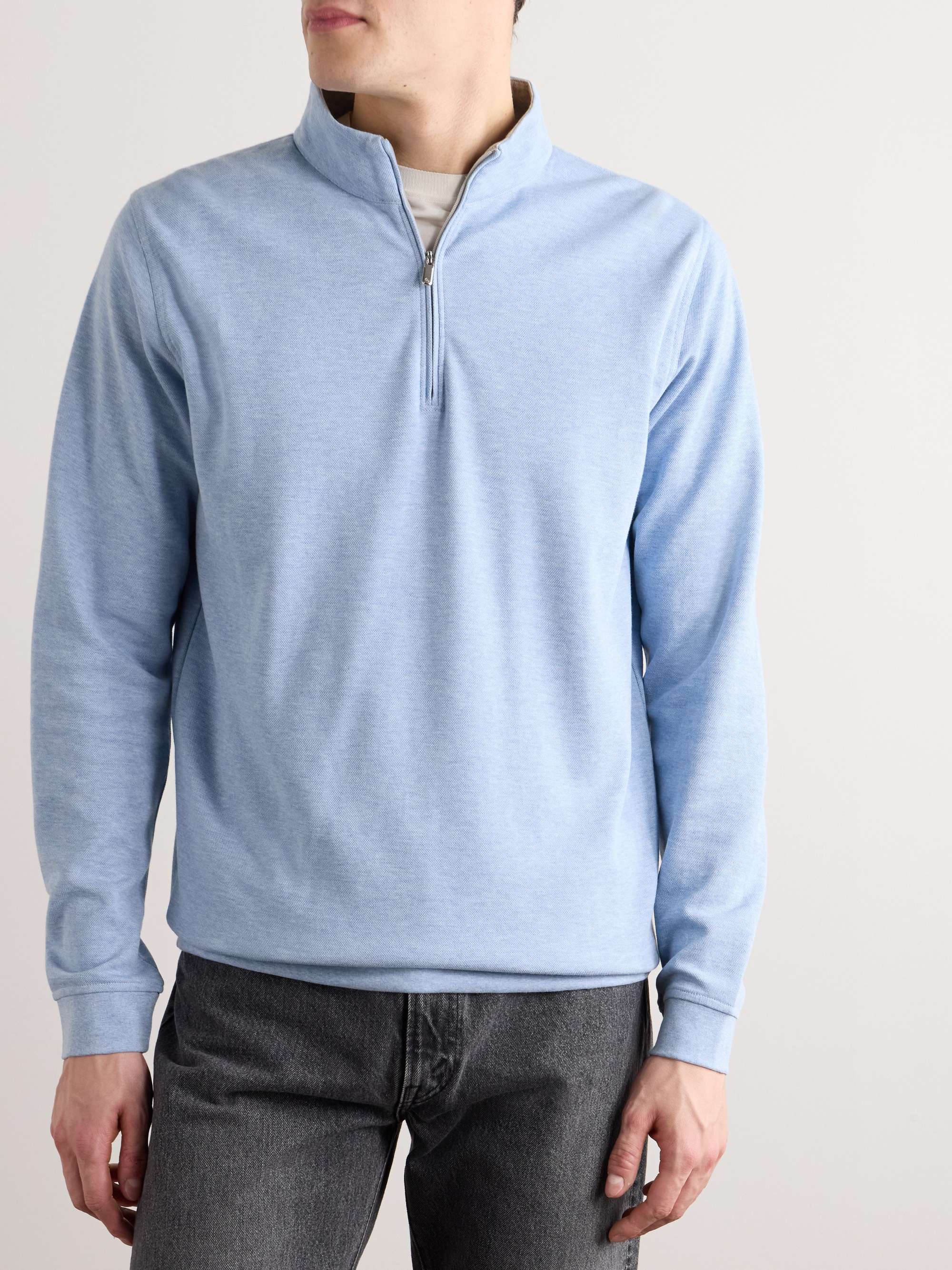 PETER MILLAR Crown Stretch Cotton and Modal-Blend Half-Zip Sweatshirt