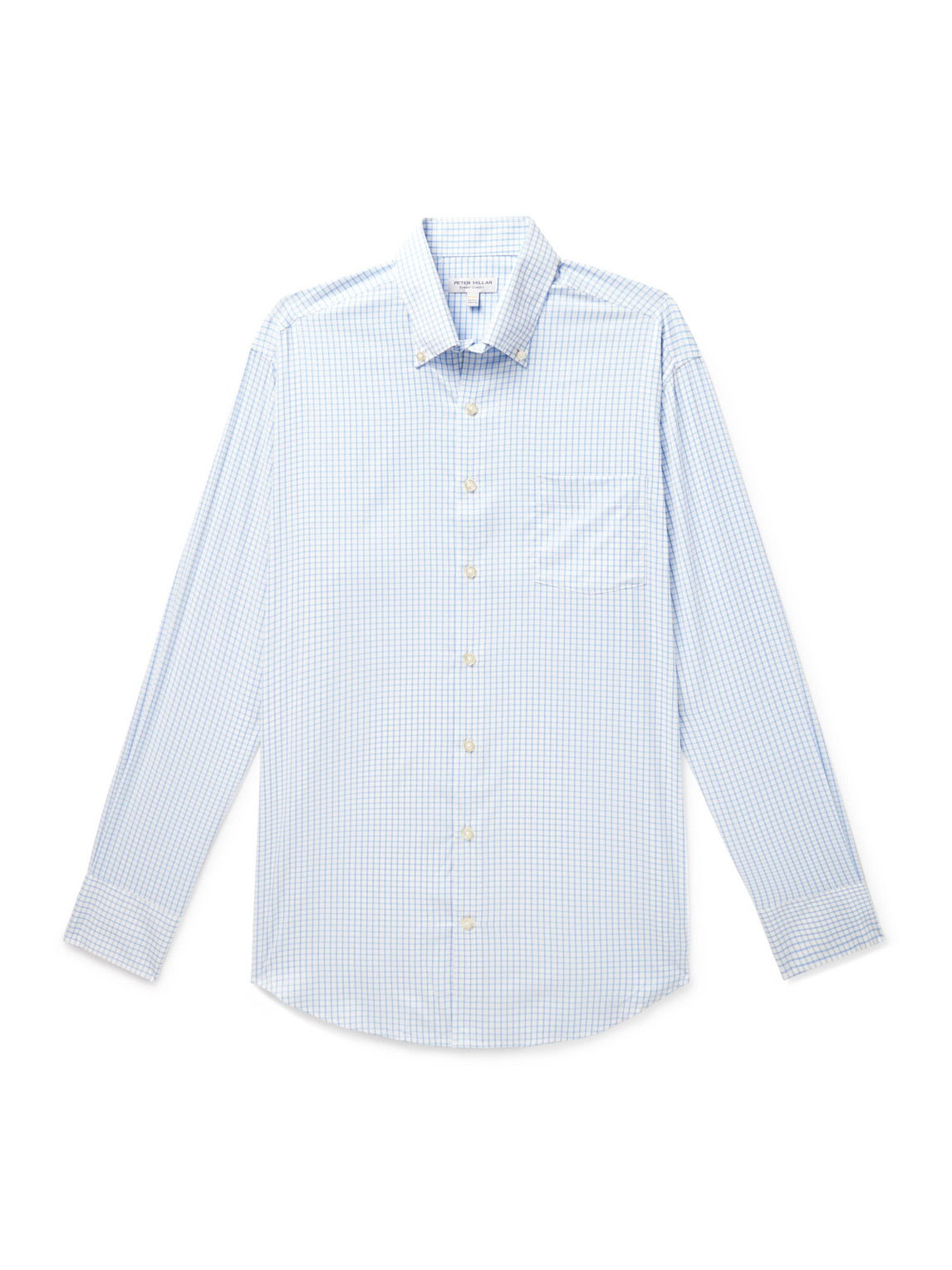 Shop Peter Millar Hanford Button-down Collar Checked Twill Shirt In Blue