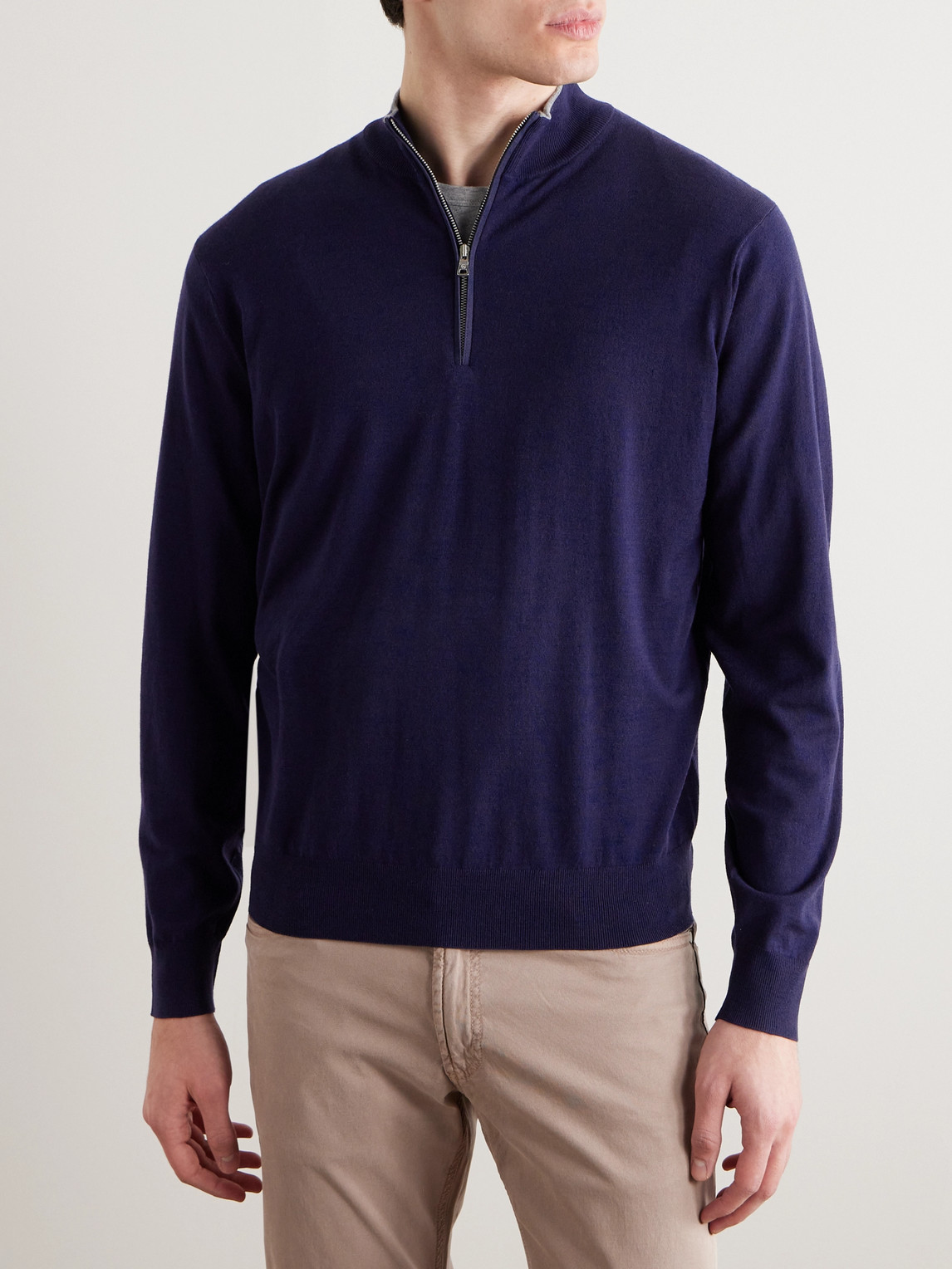 Shop Peter Millar Excursionist Flex Wool-blend Half-zip Sweater In Blue