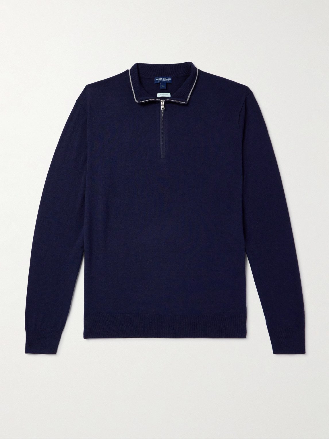 Peter Millar Excursionist Flex Wool-blend Half-zip Sweater In Blue