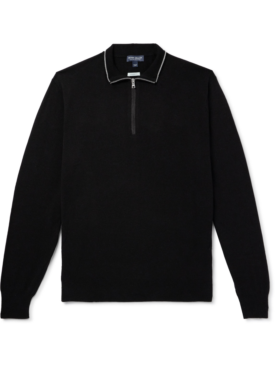 Peter Millar Excursionist Flex Wool-blend Half-zip Sweater In Black