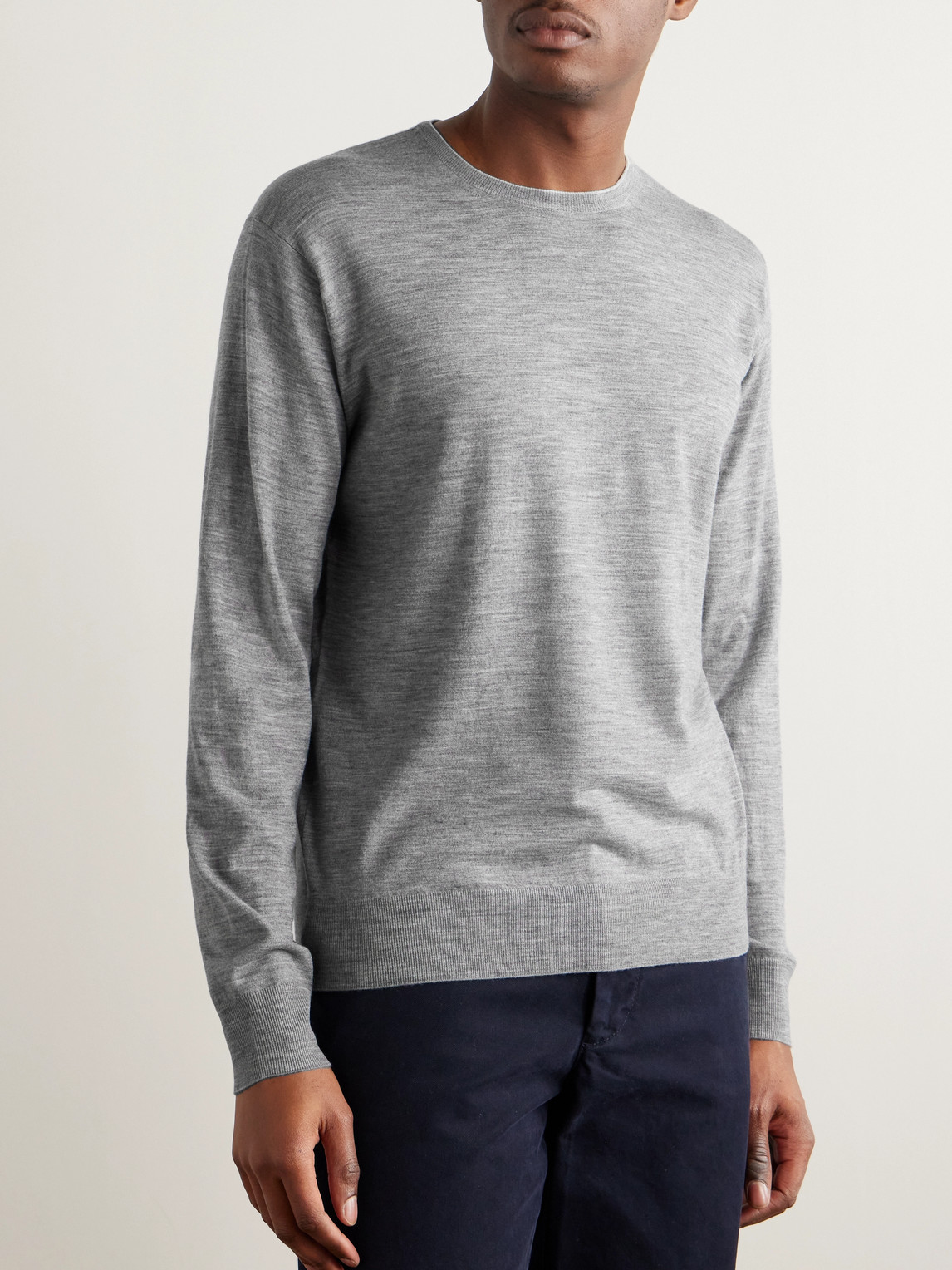 Shop Peter Millar Excursionist Flex Merino Wool-blend Sweater In Gray